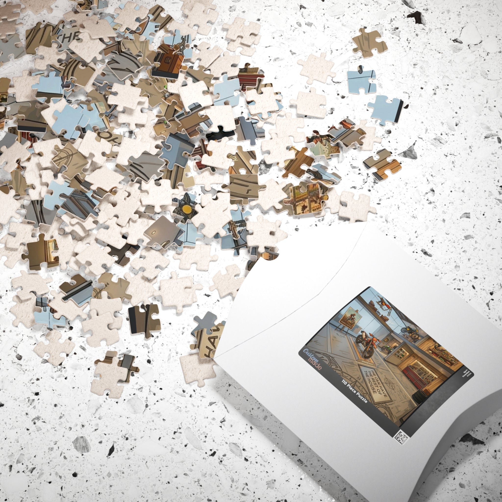 Motorcycle Garage Puzzle - Dream Workshop Scene Jigsaw puzzle "She can have the rest of the house" (110/252/520/1014 pcs)
