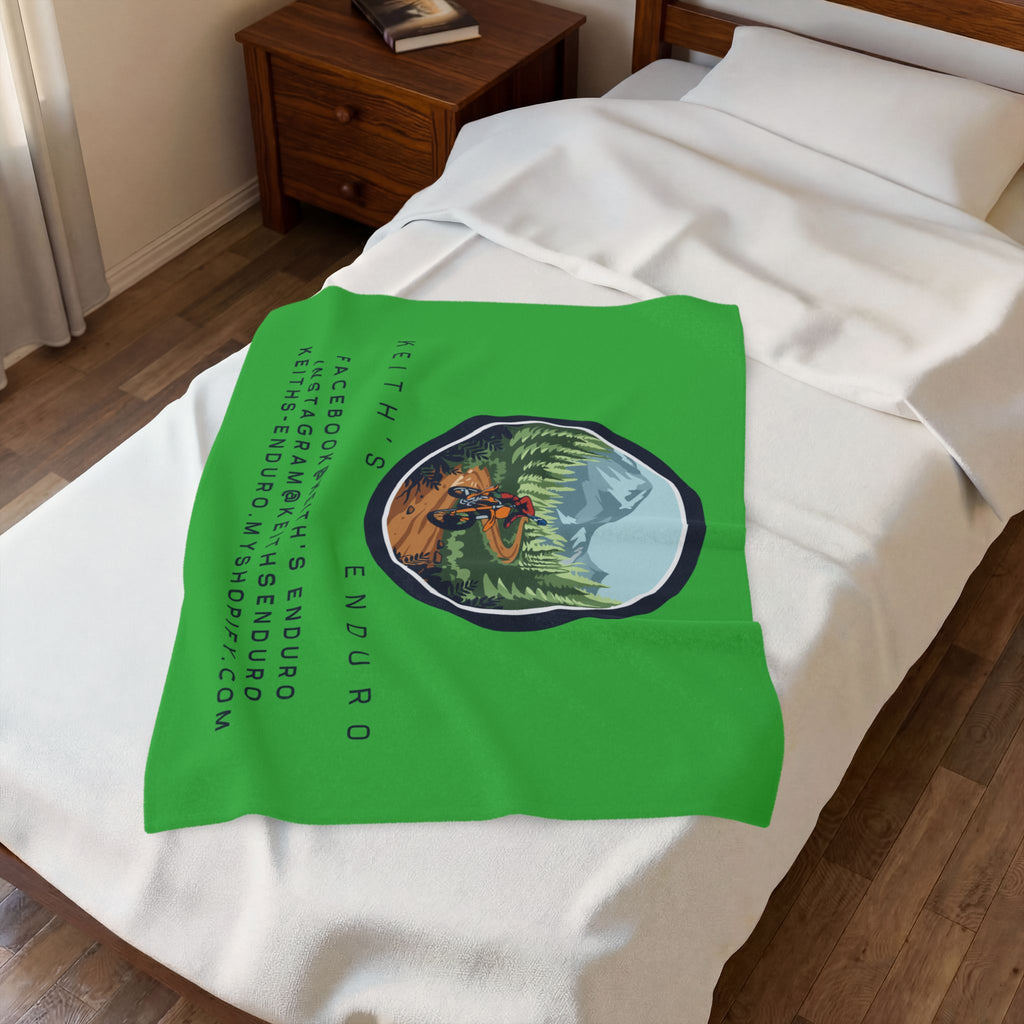 Enduro Motorcycle Velveteen Plush Blanket — Keith's Enduro design
