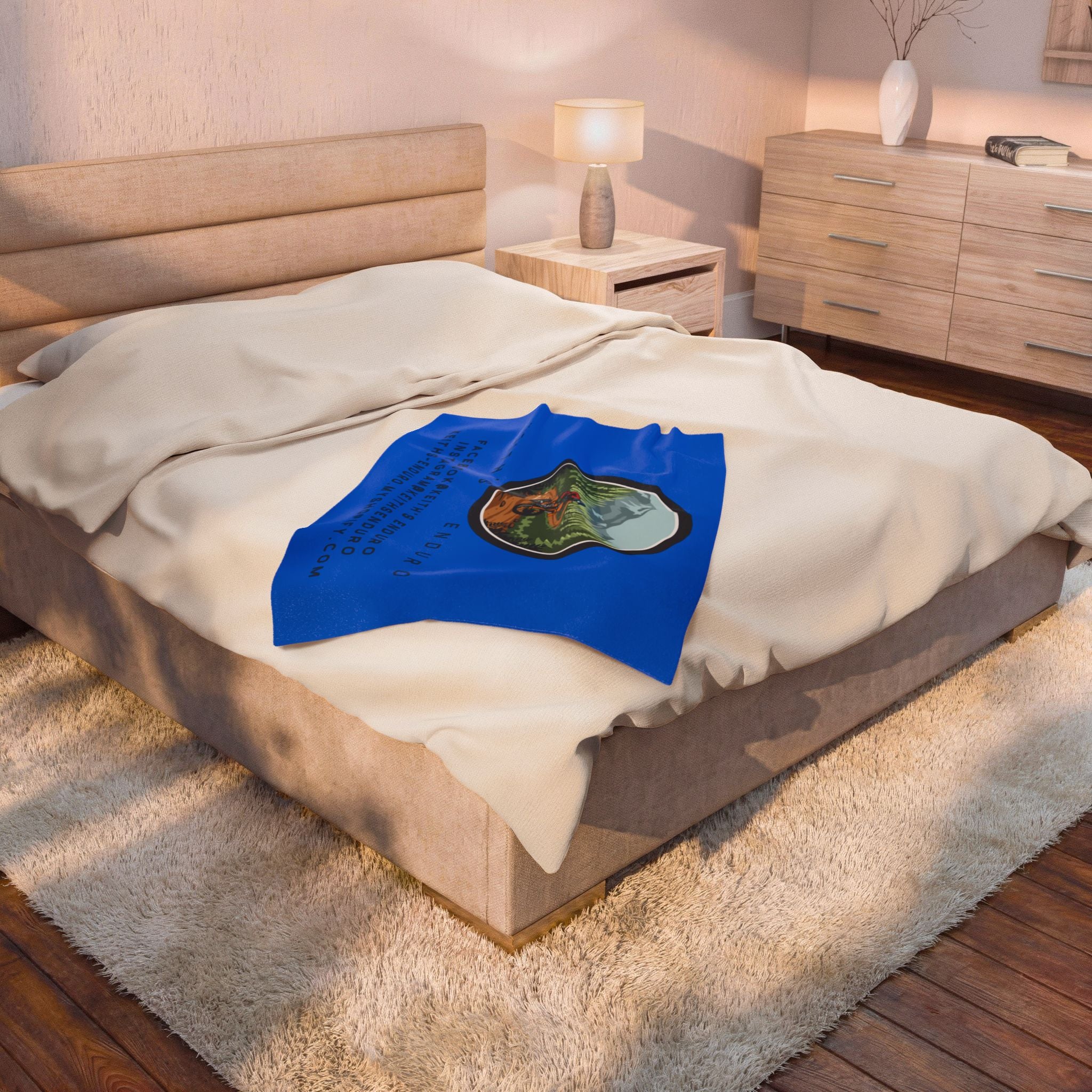 Velveteen Plush Blanket — Keith's Enduro Dirt Biking Throw (Dirt bike logo, social links)