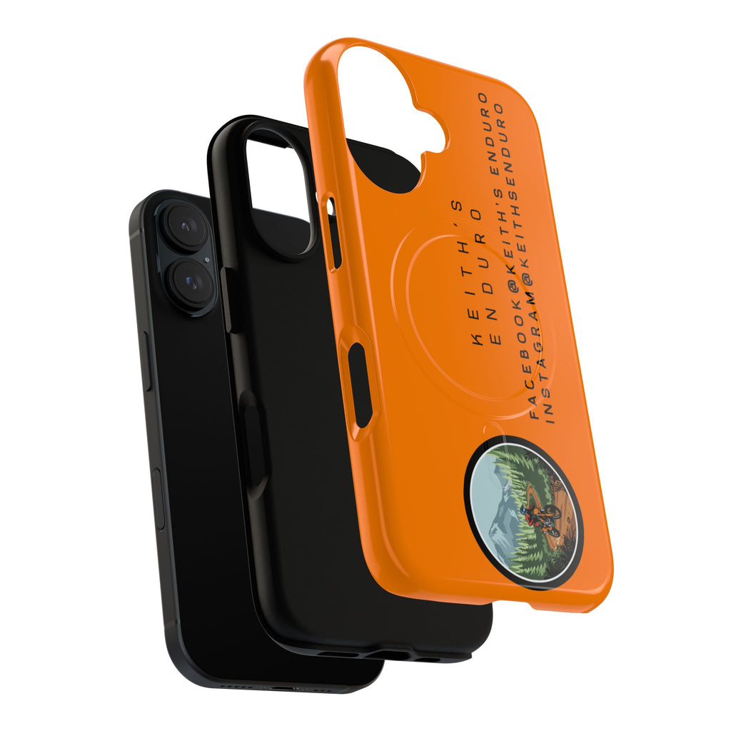 Tough Magnetic Phone Case — Orange Adventure Design with ‘Keith’s Enduro’ Logo