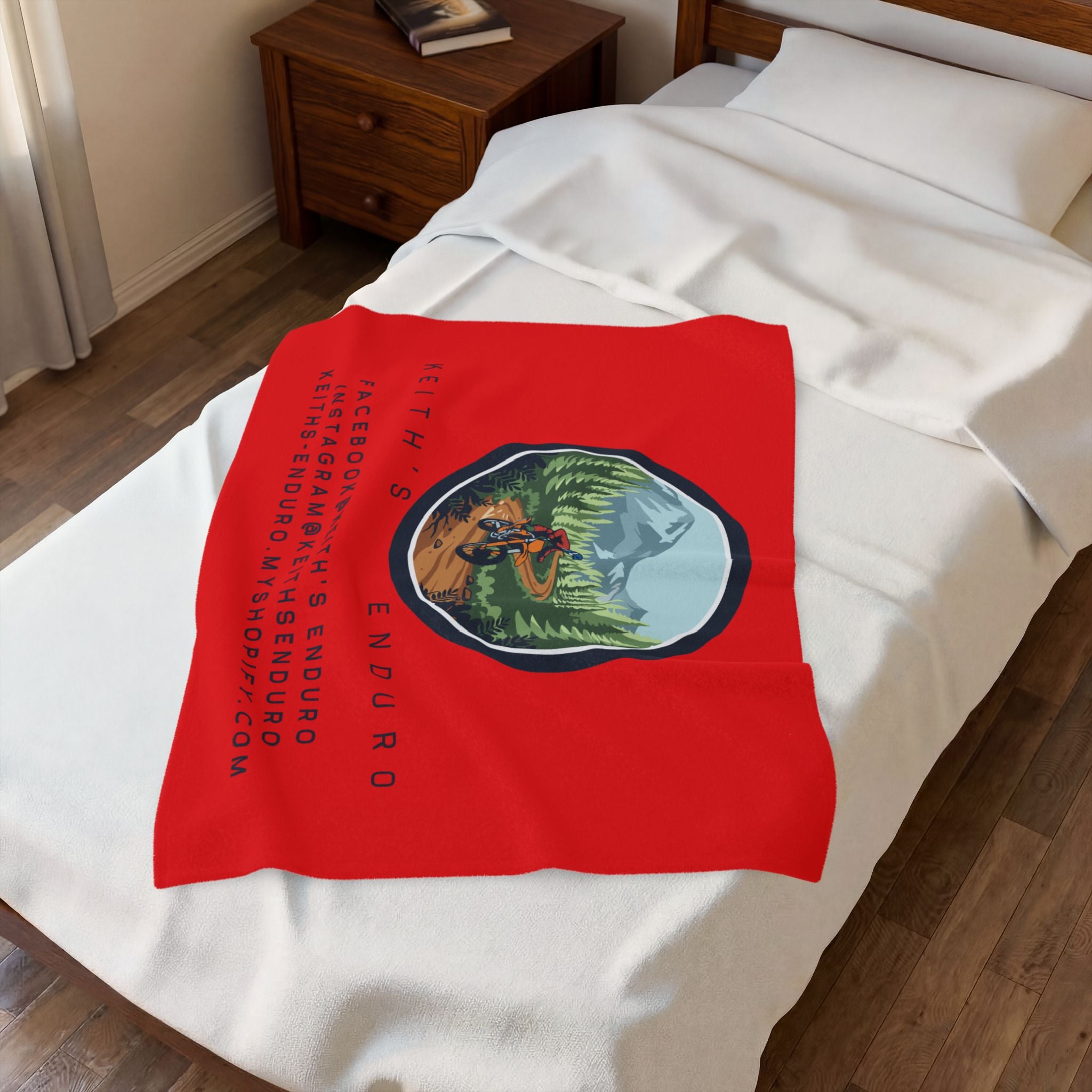 Enduro Motorcycle Velveteen Plush Blanket — Keith's Enduro Logo Throw