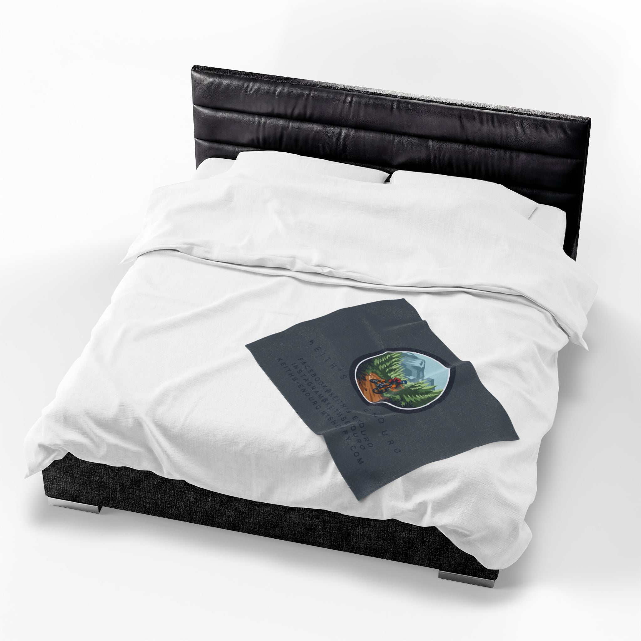 Velveteen Plush Blanket - Keith's Enduro Dirt Bike Mountain Ride Design