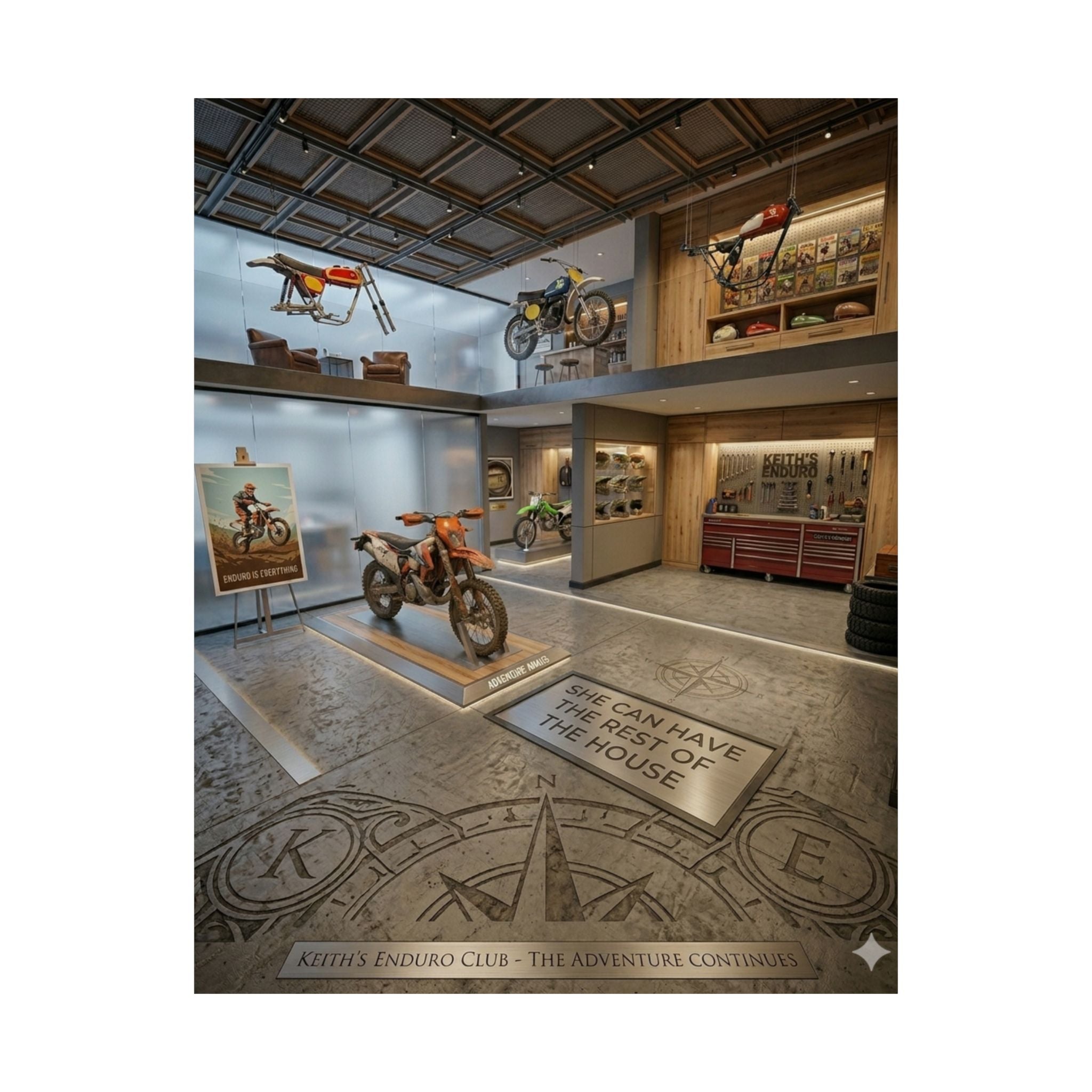 Keith's Enduro Garage Poster — Matte Vertical Dirt bike Wall Art