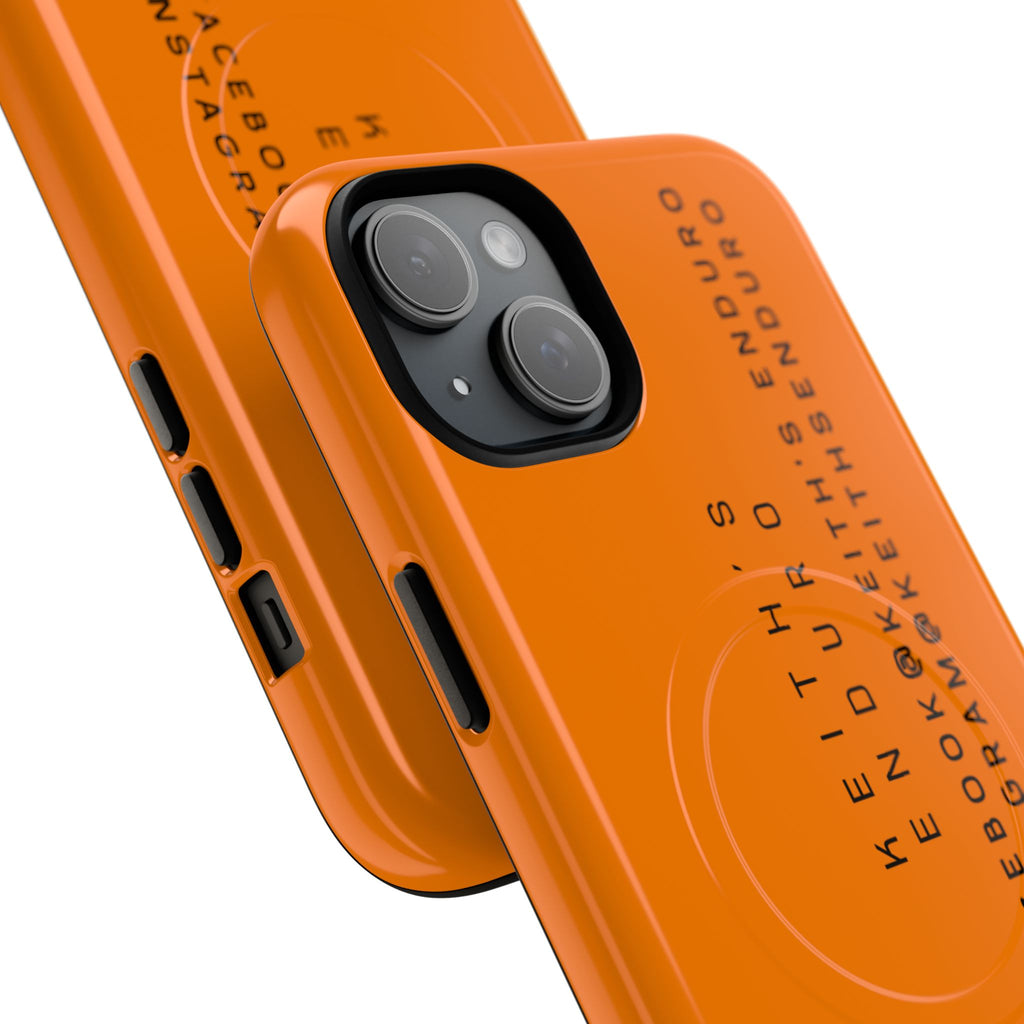 Tough Magnetic Phone Case — Orange Adventure Design with ‘Keith’s Enduro’ Logo