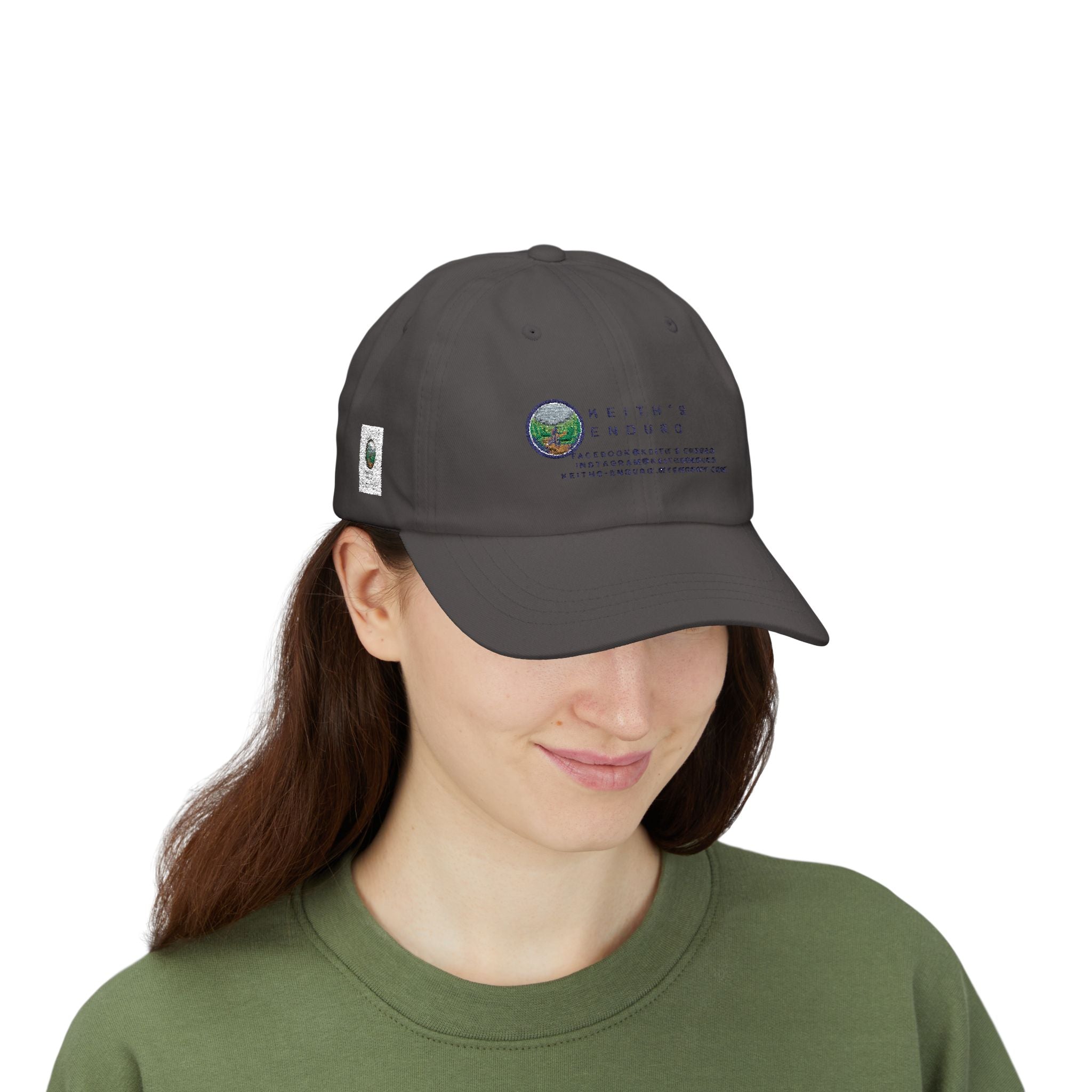 Dad Cap — Keith’s Enduro Logo Embroidered White Baseball Hat