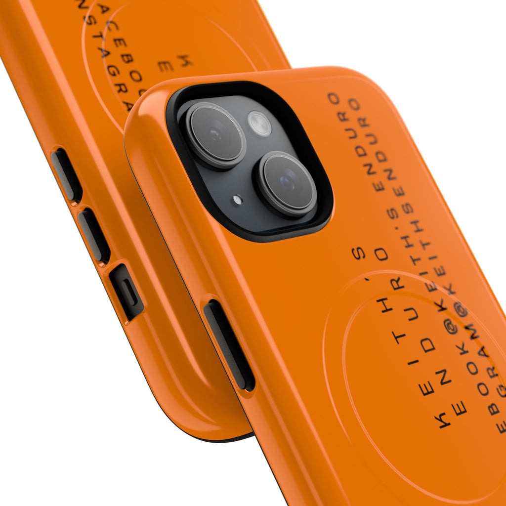 Tough Magnetic Phone Case — Orange Adventure Design with ‘Keith’s Enduro’ Logo