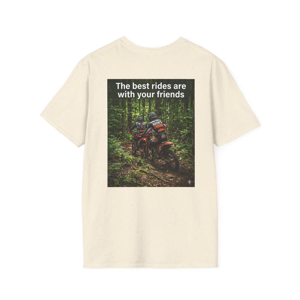 Motorcycle Dirt Bike Adventure T-Shirt — “The best rides are with your friends” Forest Dirt Bike Tee