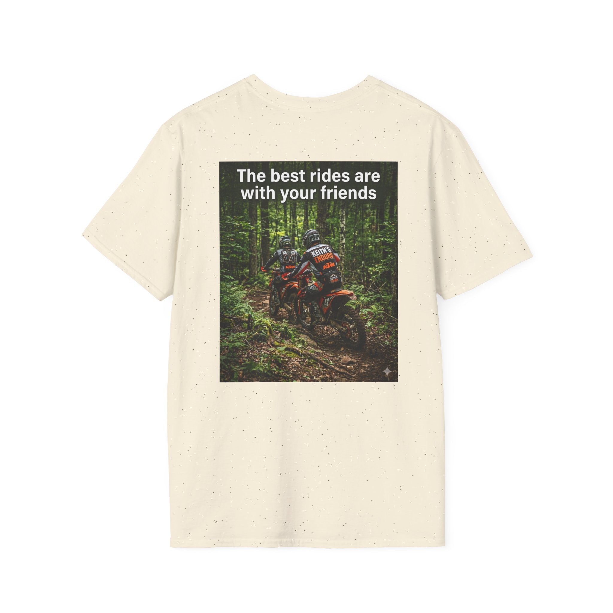 Motorcycle Dirt Bike Adventure T-Shirt — “The best rides are with your friends” Forest Dirt Bike Tee