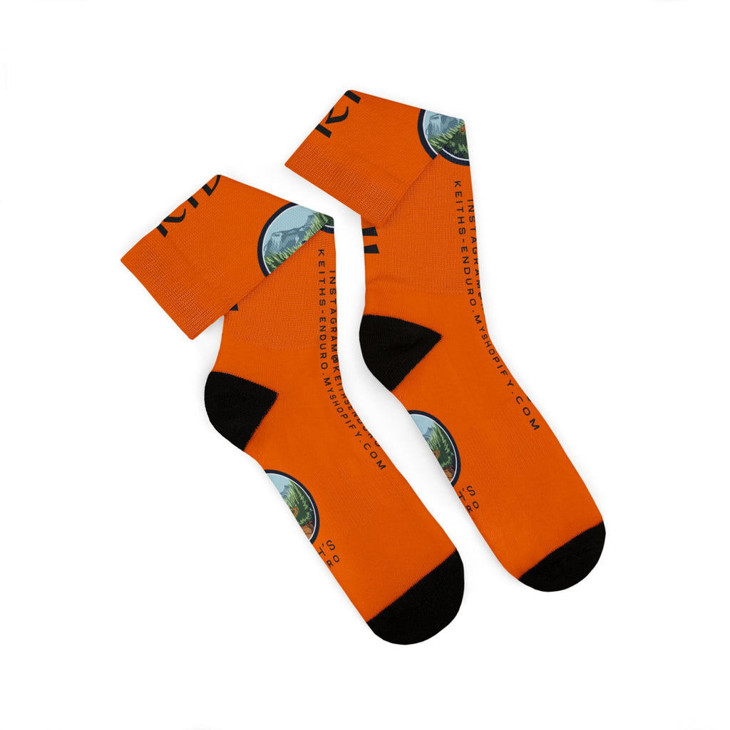 Orange 'Ride It!!' Sublimation Socks — Keith's Enduro Graphic Crew Socks