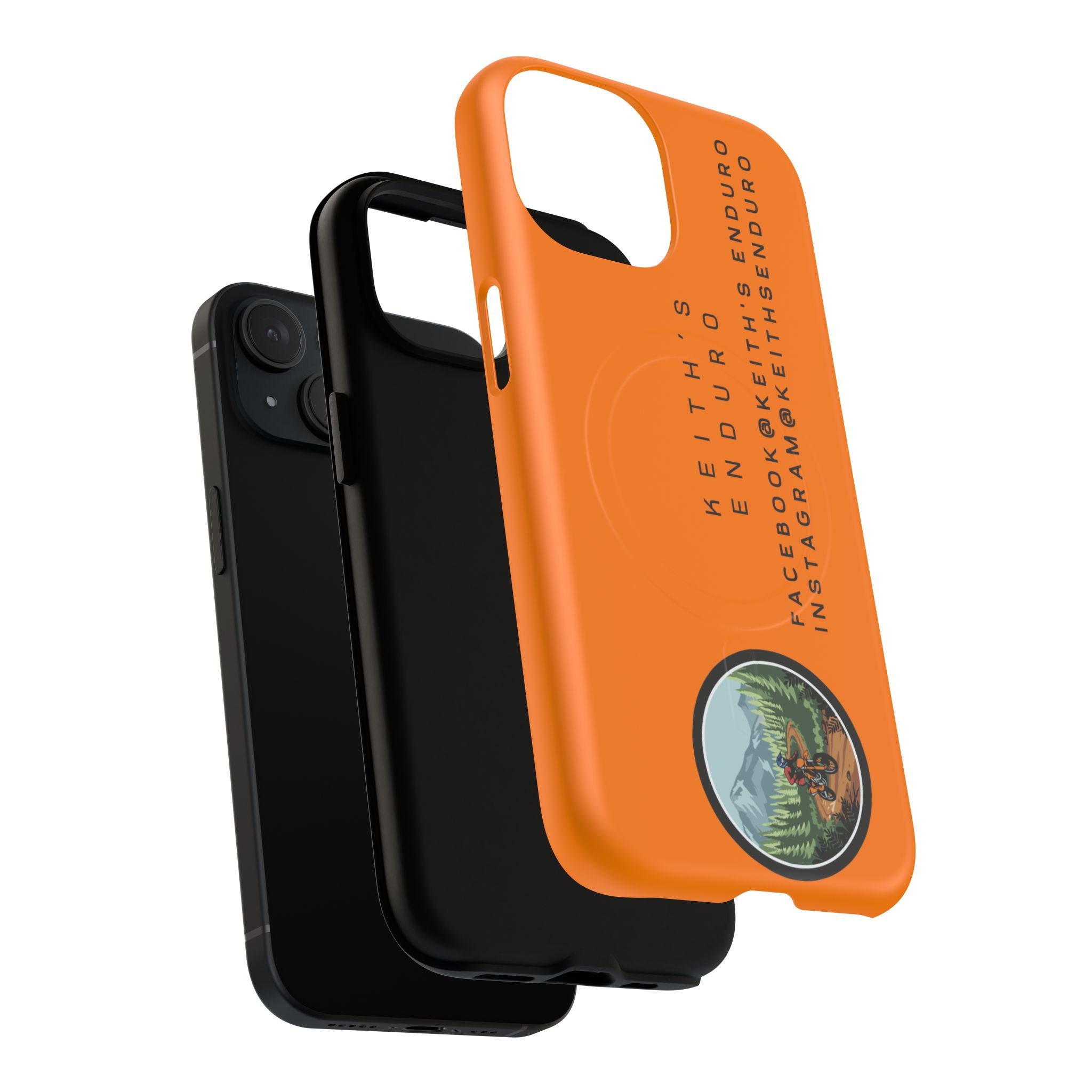 Tough Magnetic Phone Case — Orange Adventure Design with ‘Keith’s Enduro’ Logo