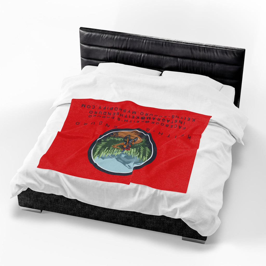 Enduro Motorcycle Velveteen Plush Blanket — Keith's Enduro Logo Throw