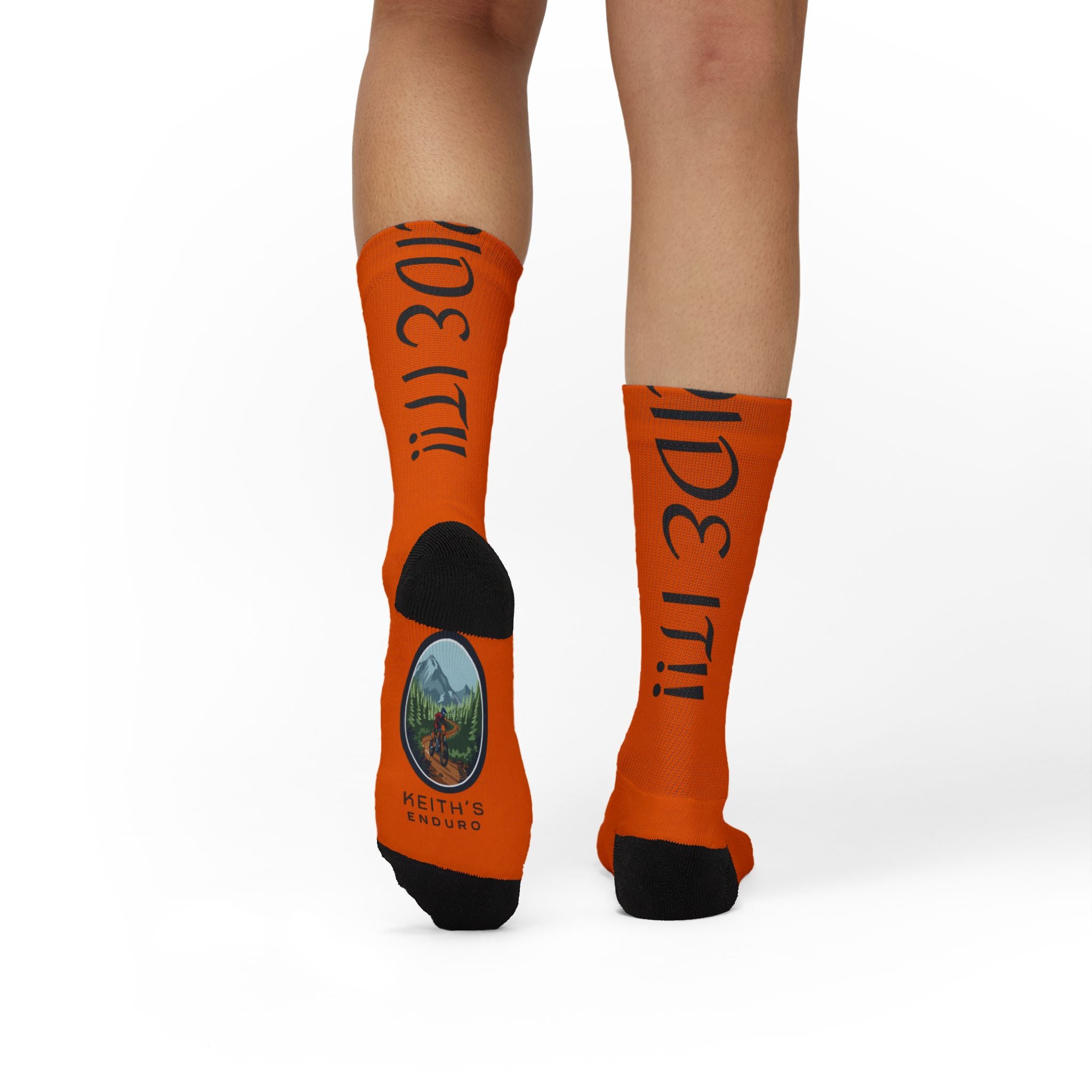 Orange 'Ride It!!' Sublimation Socks — Keith's Enduro Graphic Crew Socks