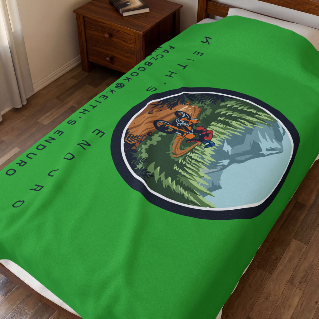 Enduro Motorcycle Velveteen Plush Blanket — Keith's Enduro design