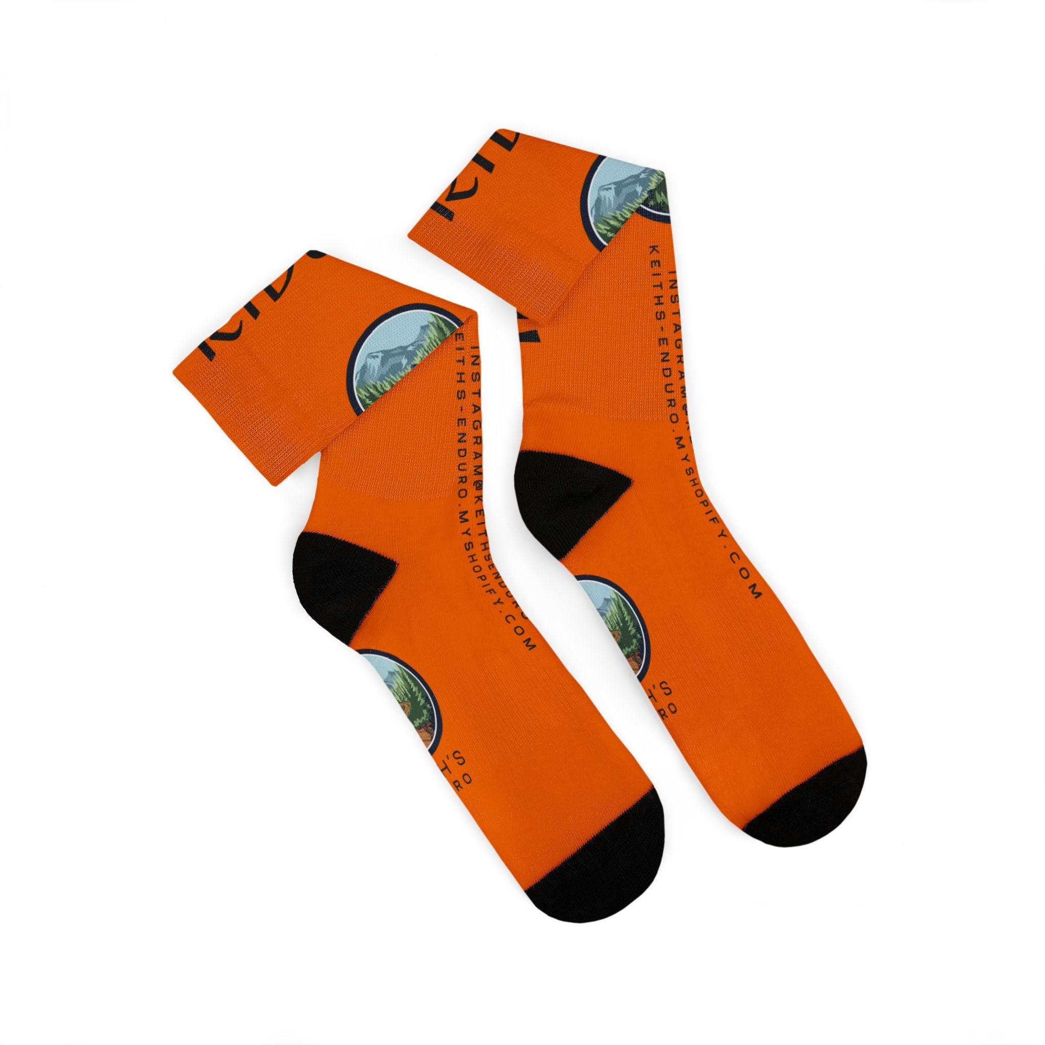 Orange 'Ride It!!' Sublimation Socks — Keith's Enduro Graphic Crew Socks