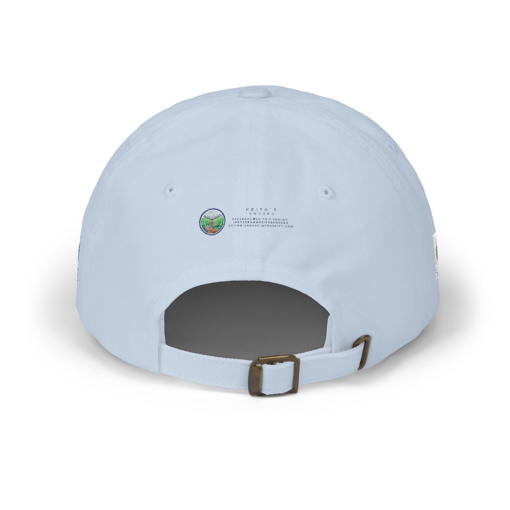 Dad Cap — Keith’s Enduro Logo Embroidered White Baseball Hat