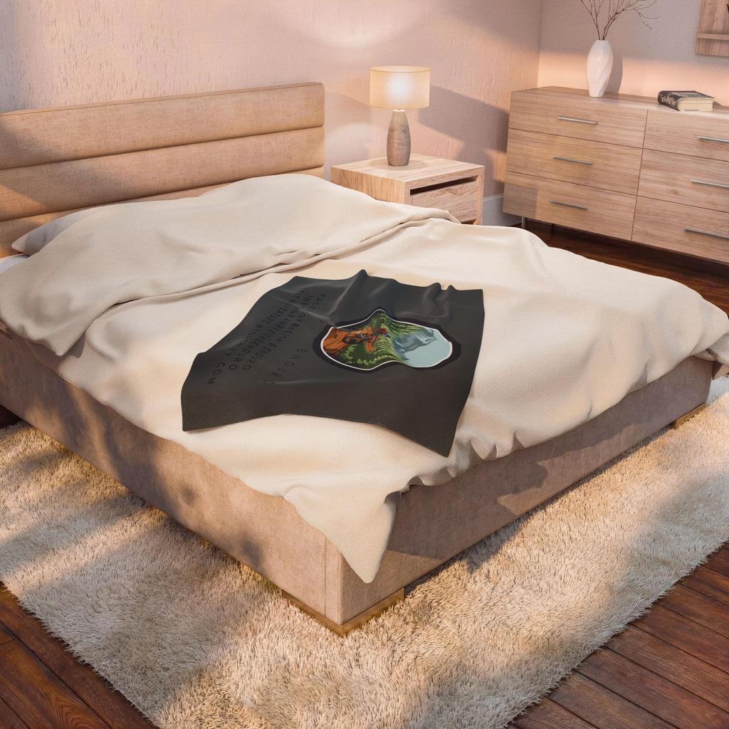 Velveteen Plush Blanket - Keith's Enduro Dirt Bike Mountain Ride Design