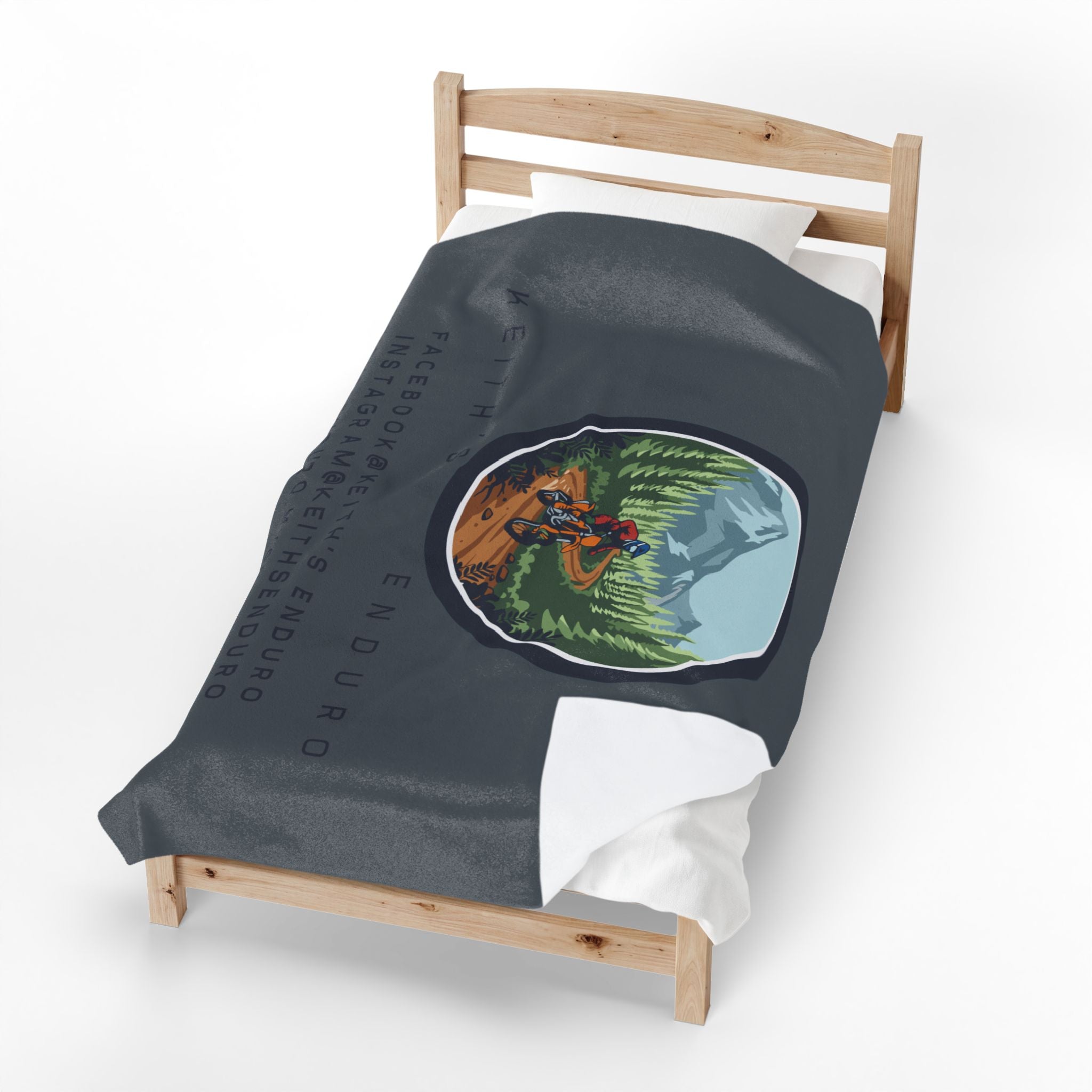 Velveteen Plush Blanket - Keith's Enduro Dirt Bike Mountain Ride Design