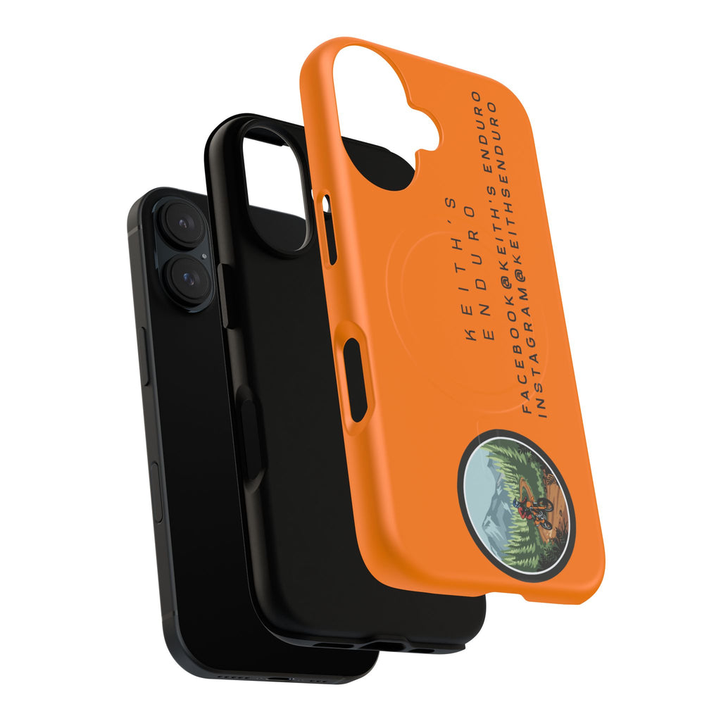 Tough Magnetic Phone Case — Orange Adventure Design with ‘Keith’s Enduro’ Logo