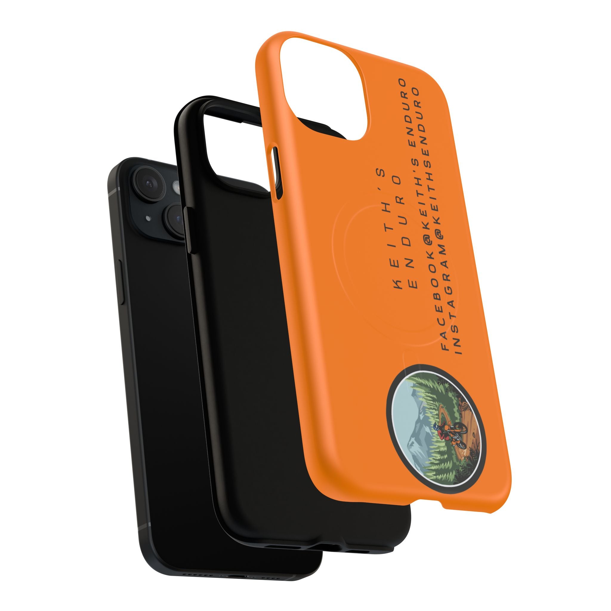 Tough Magnetic Phone Case — Orange Adventure Design with ‘Keith’s Enduro’ Logo