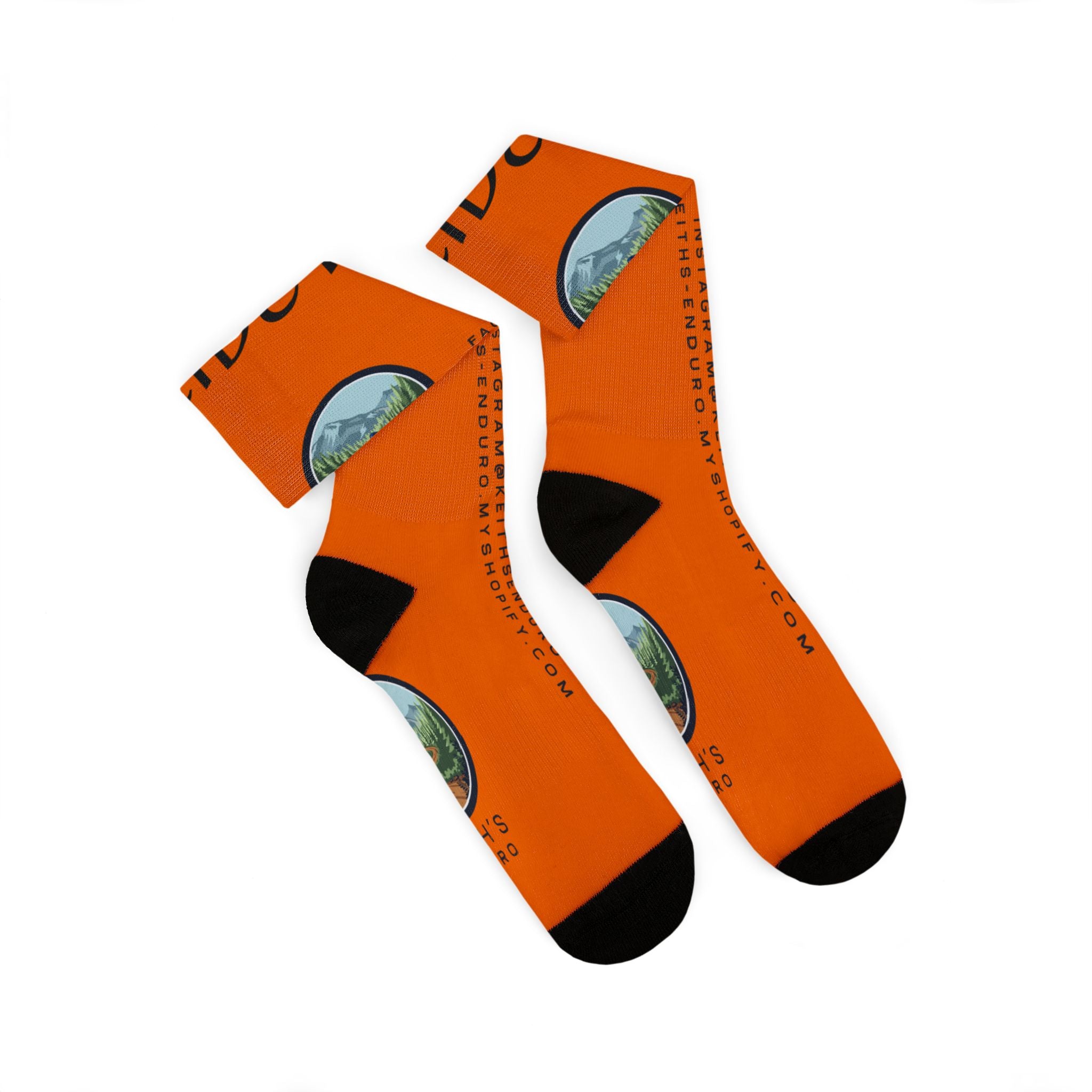 Orange 'Ride It!!' Sublimation Socks — Keith's Enduro Graphic Crew Socks