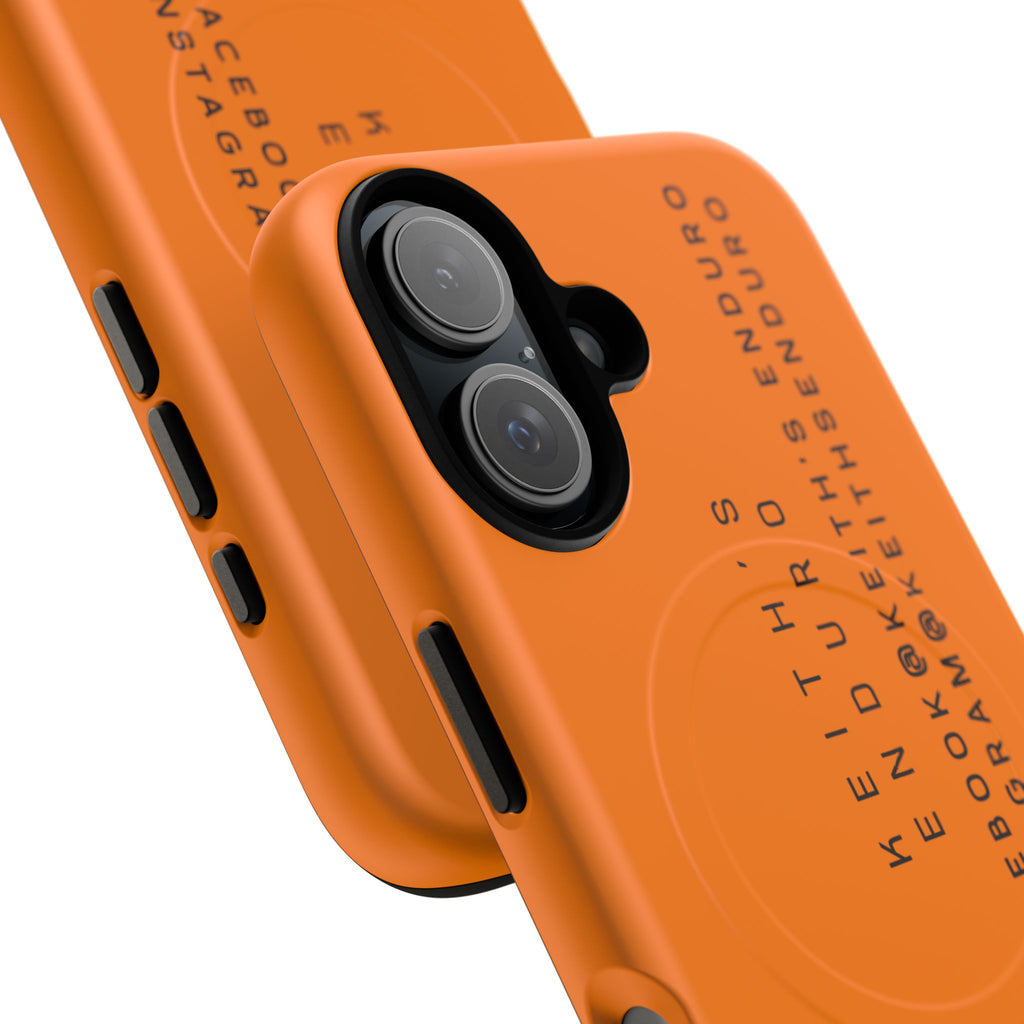 Tough Magnetic Phone Case — Orange Adventure Design with ‘Keith’s Enduro’ Logo