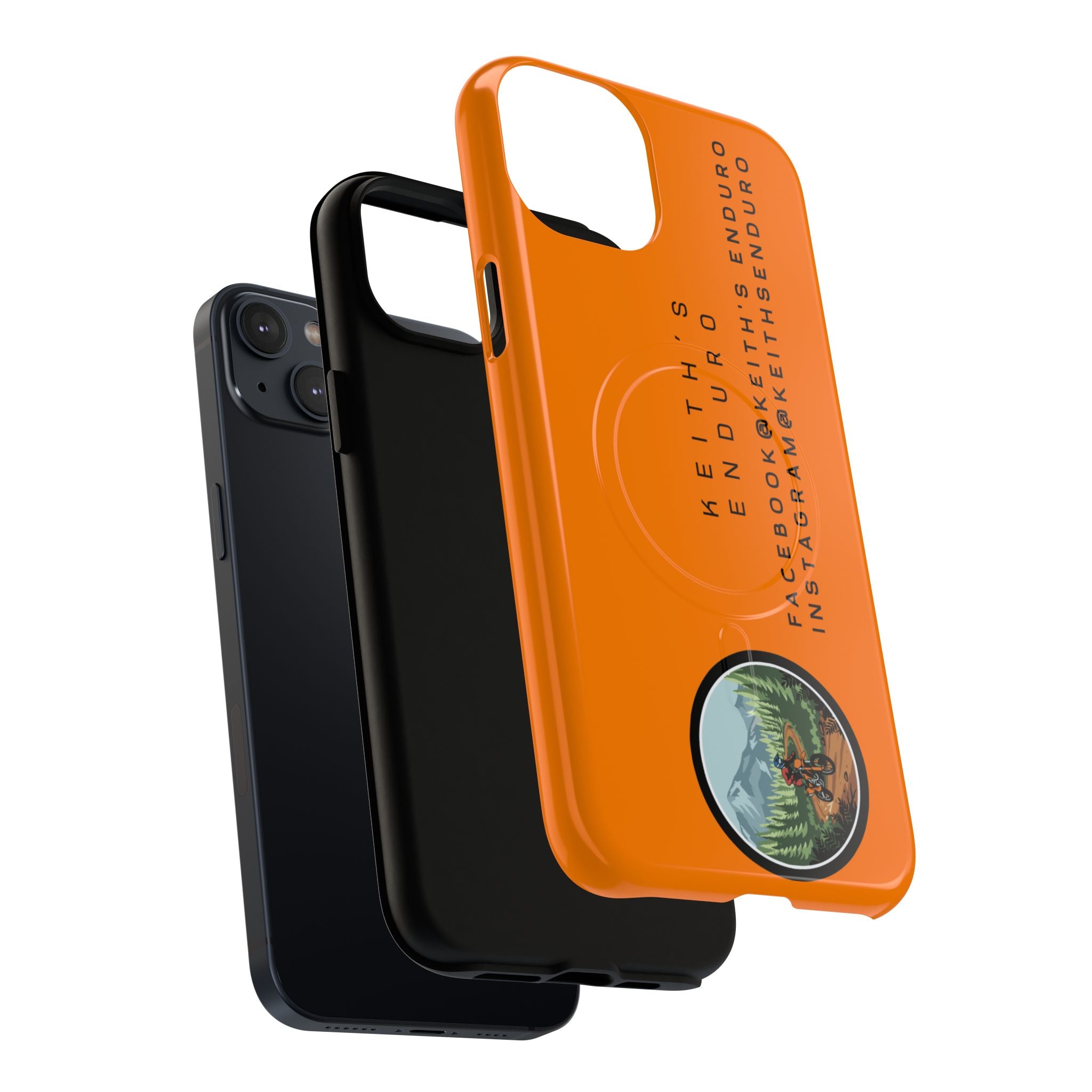 Tough Magnetic Phone Case — Orange Adventure Design with ‘Keith’s Enduro’ Logo