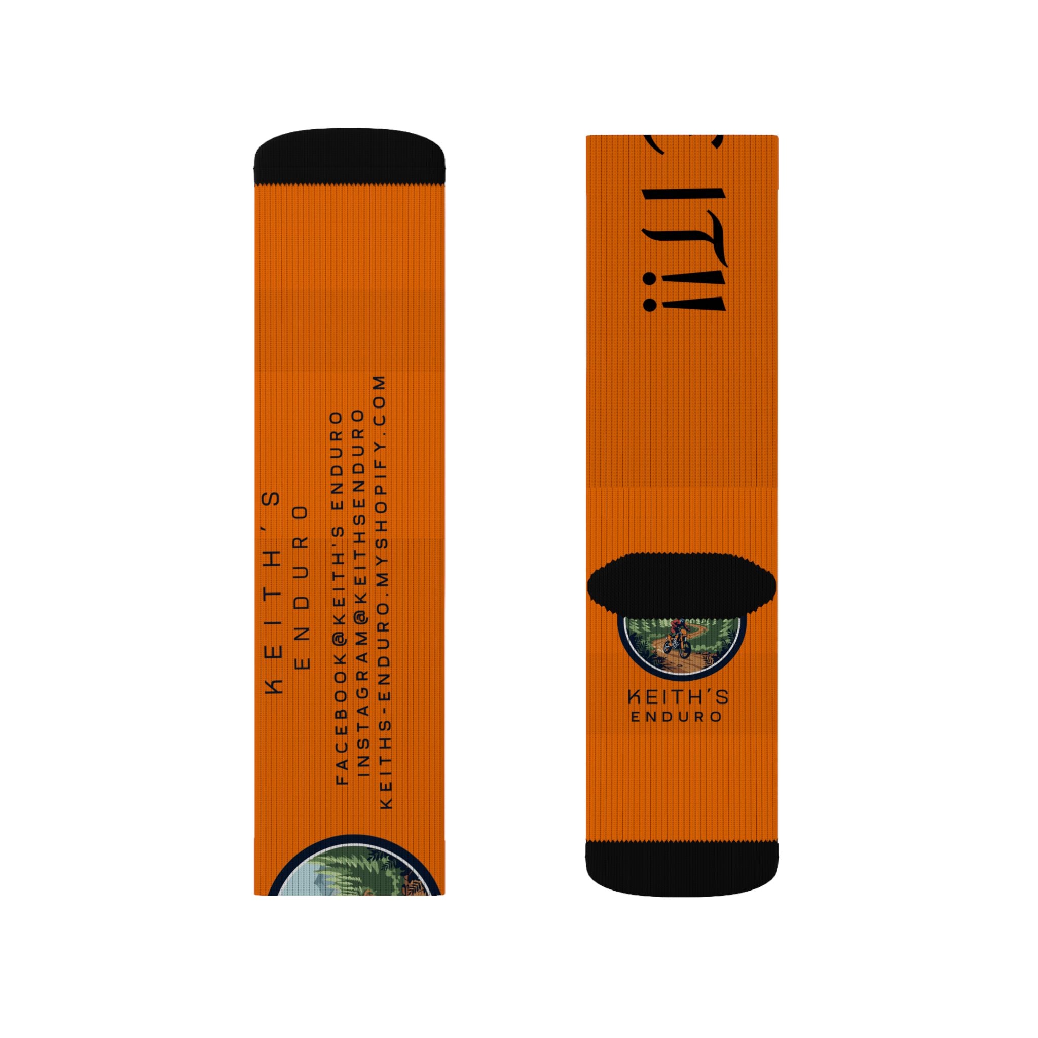 Orange 'Ride It!!' Sublimation Socks — Keith's Enduro Graphic Crew Socks