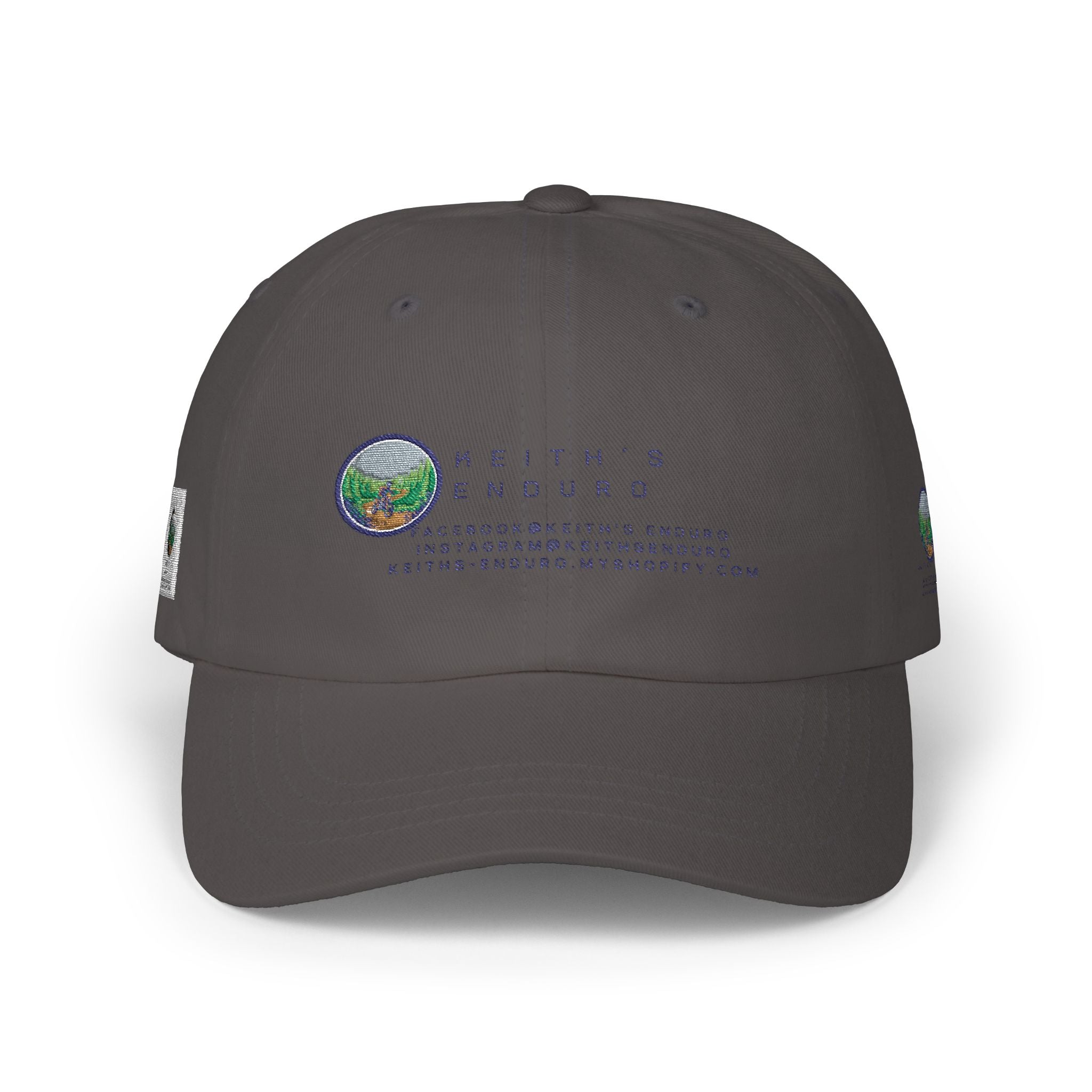 Dad Cap — Keith’s Enduro Logo Embroidered White Baseball Hat
