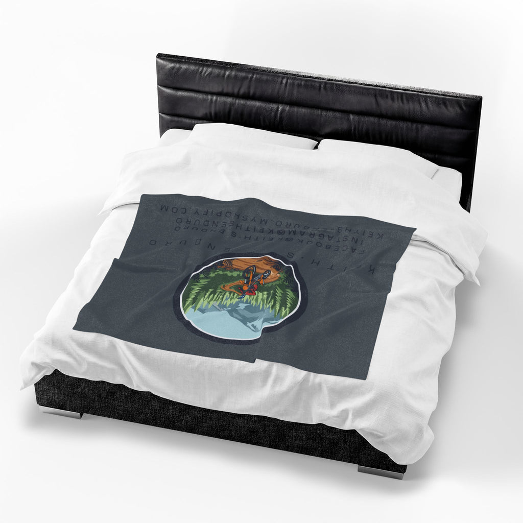Velveteen Plush Blanket - Keith's Enduro Dirt Bike Mountain Ride Design