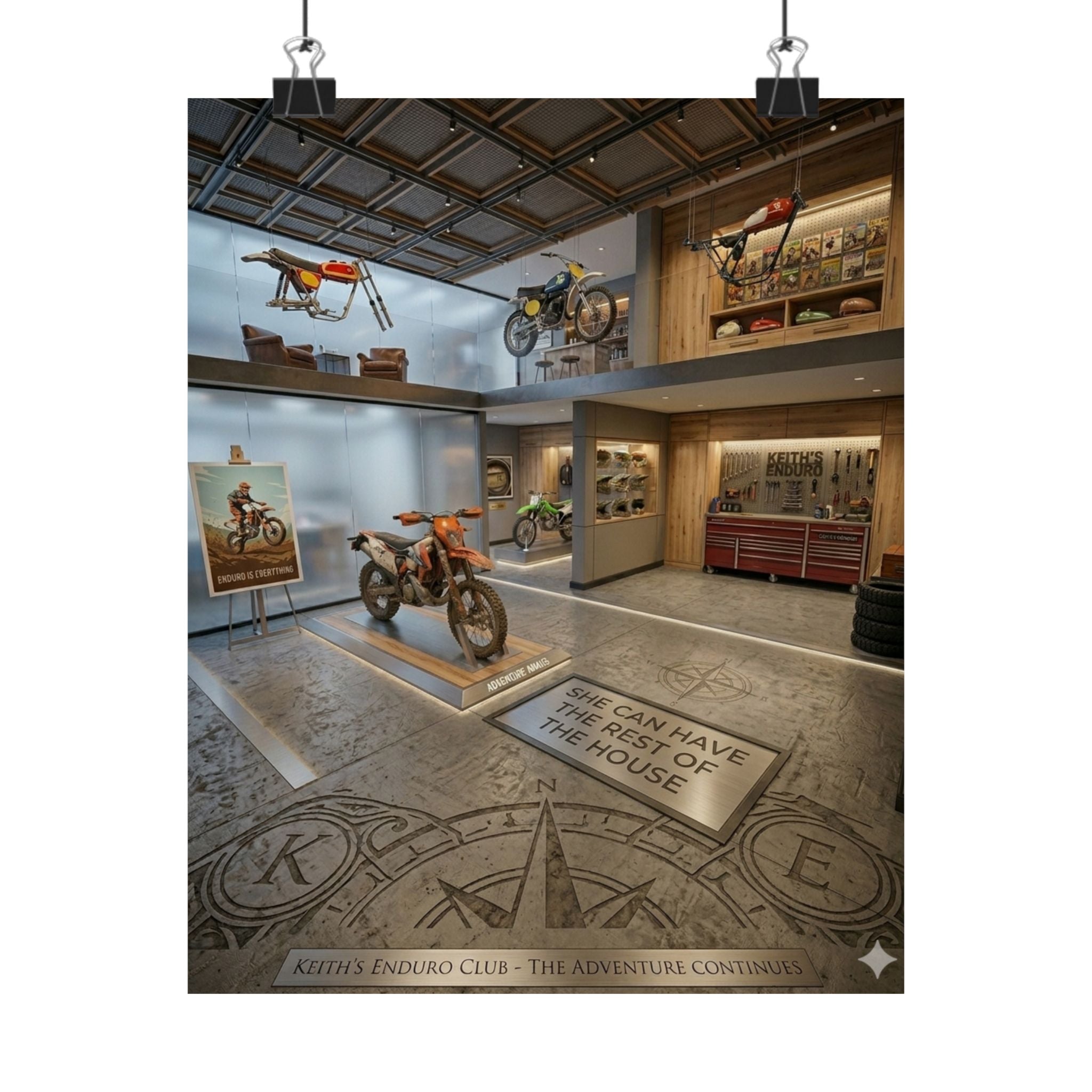 Keith's Enduro Garage Poster — Matte Vertical Dirt bike Wall Art
