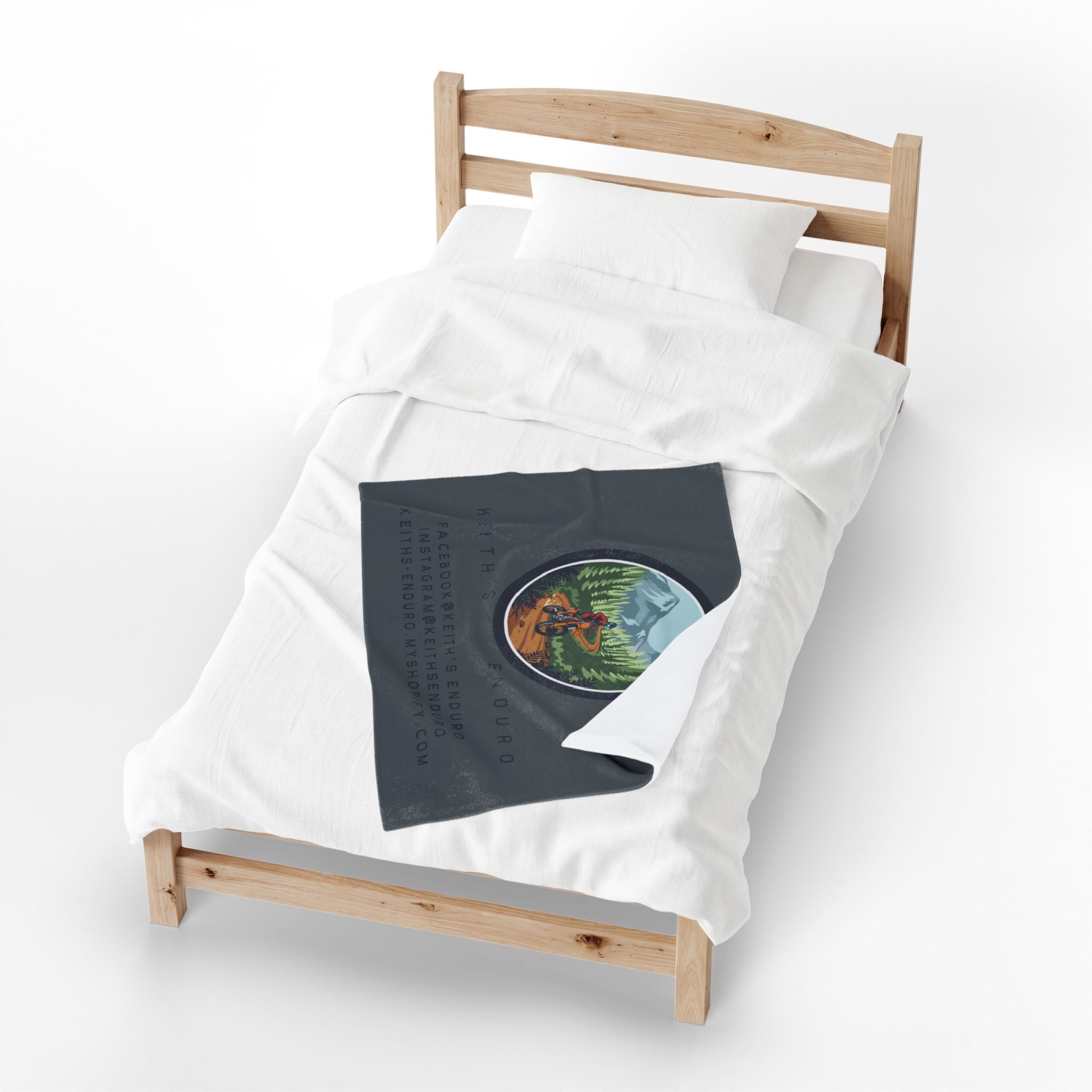 Velveteen Plush Blanket - Keith's Enduro Dirt Bike Mountain Ride Design