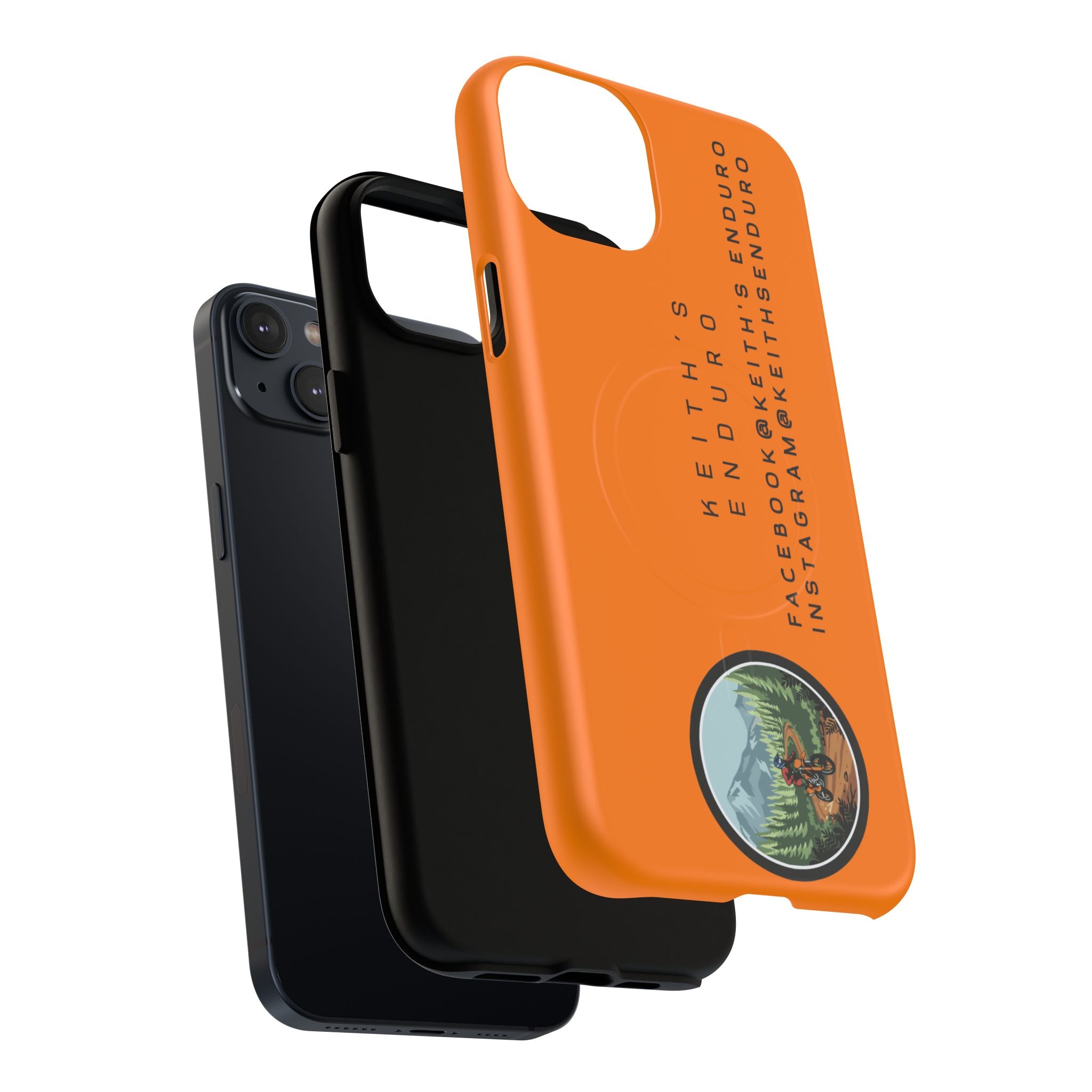 Tough Magnetic Phone Case — Orange Adventure Design with ‘Keith’s Enduro’ Logo