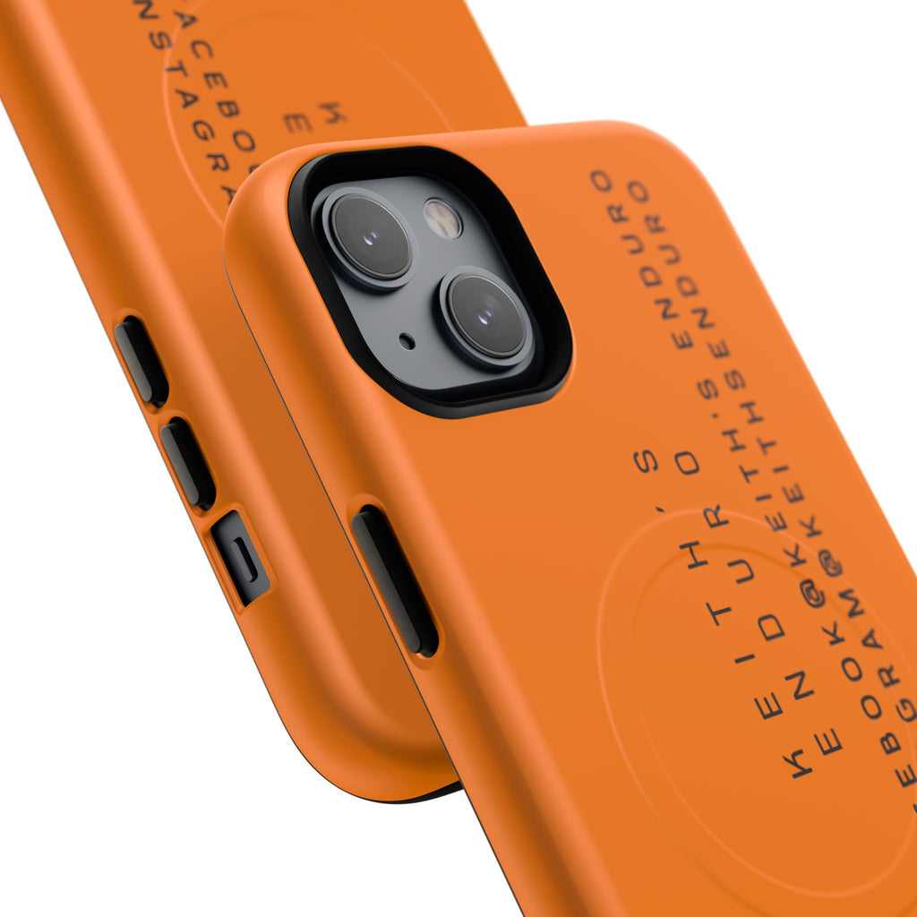 Tough Magnetic Phone Case — Orange Adventure Design with ‘Keith’s Enduro’ Logo
