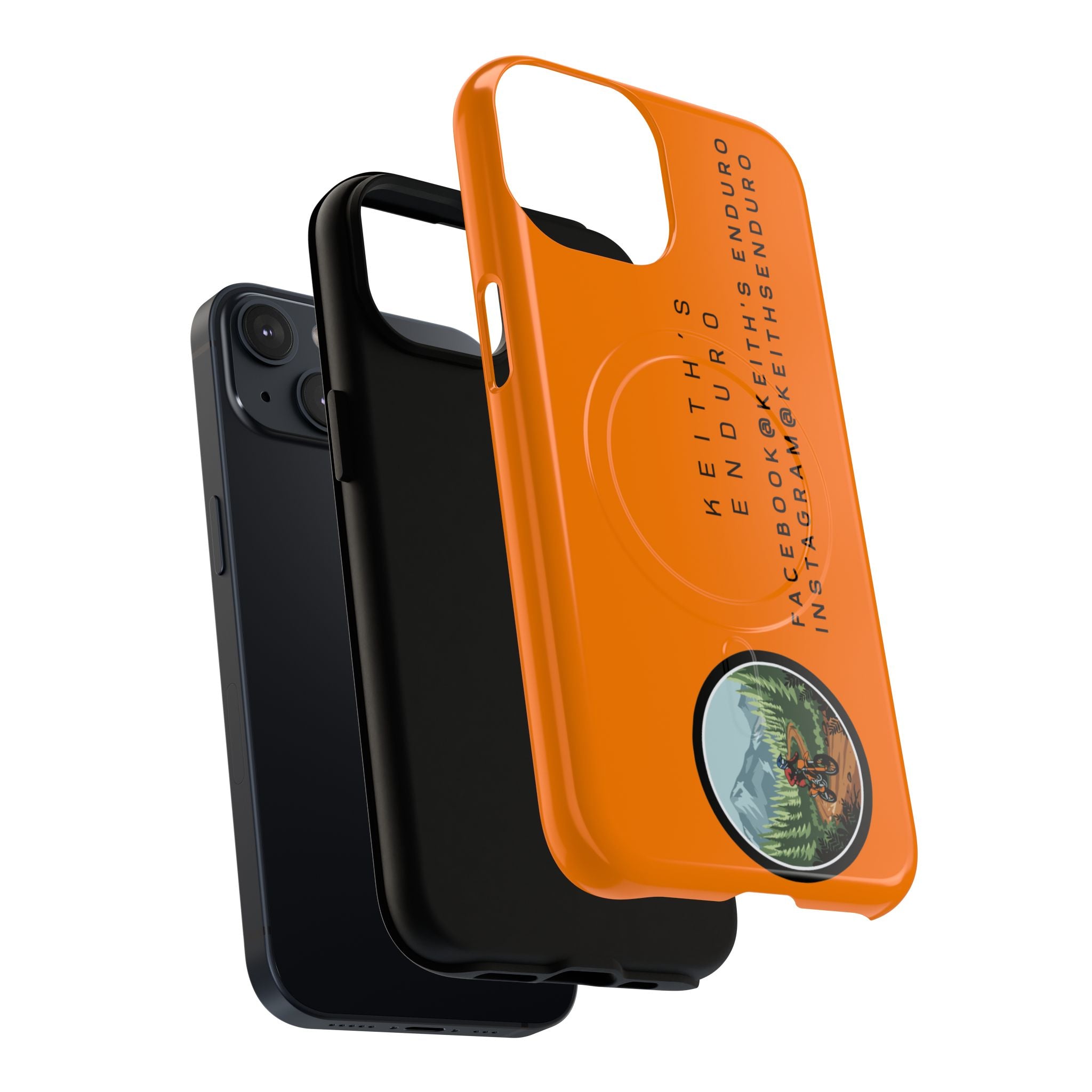 Tough Magnetic Phone Case — Orange Adventure Design with ‘Keith’s Enduro’ Logo
