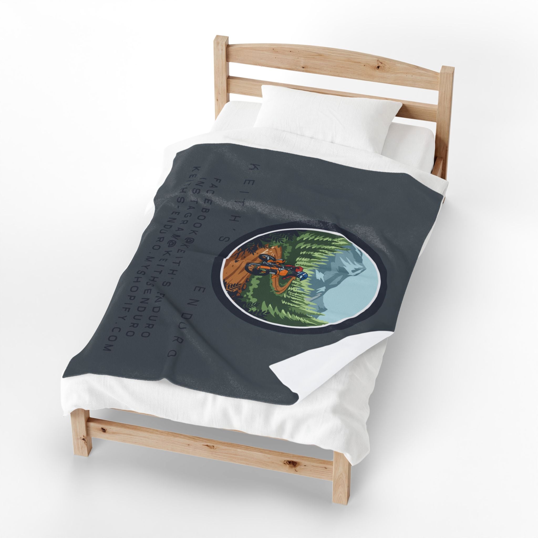 Velveteen Plush Blanket - Keith's Enduro Dirt Bike Mountain Ride Design
