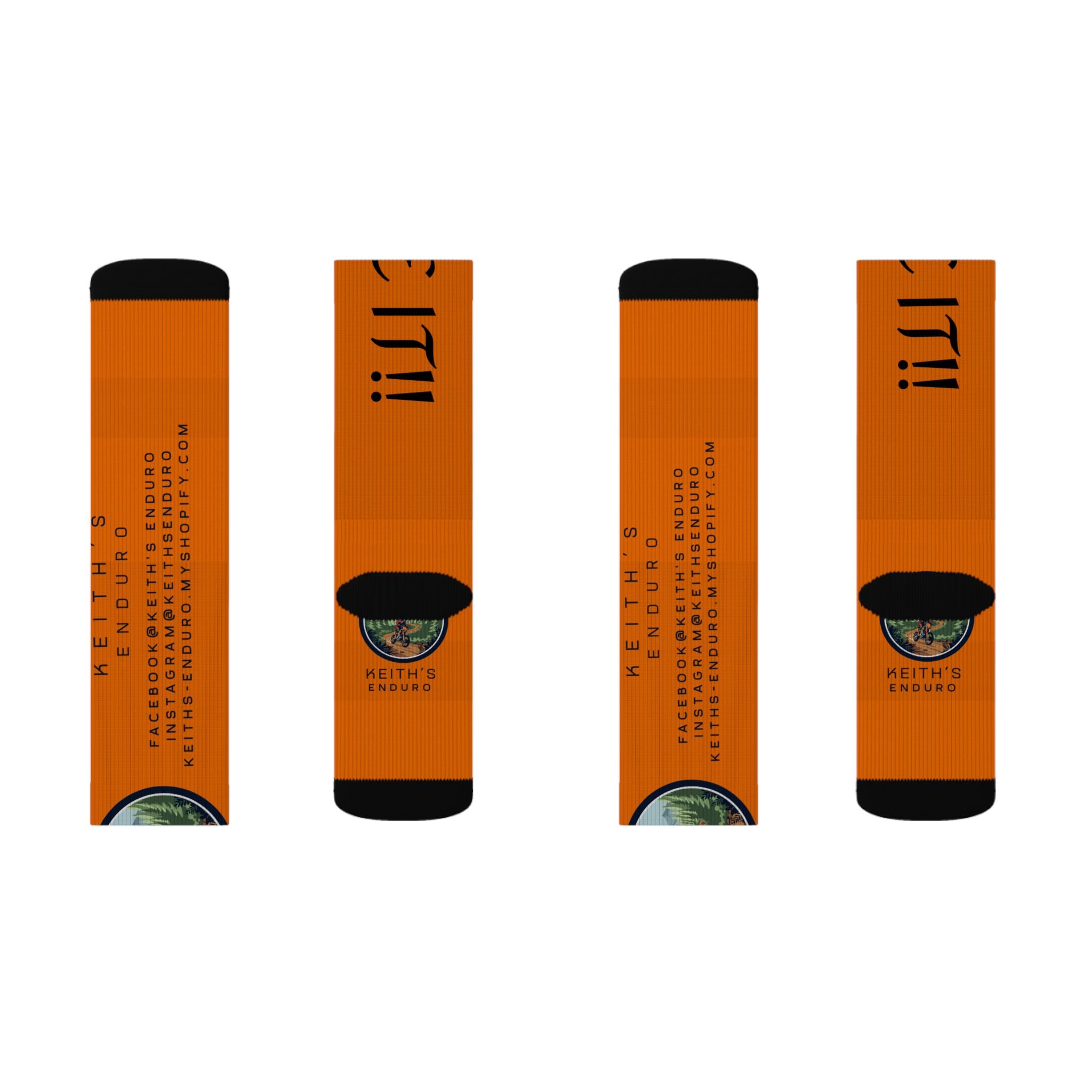 Orange 'Ride It!!' Sublimation Socks — Keith's Enduro Graphic Crew Socks
