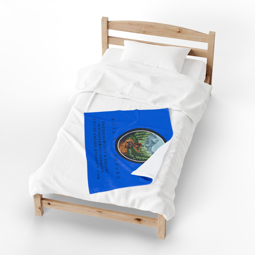 Velveteen Plush Blanket — Keith's Enduro Dirt Biking Throw (Dirt bike logo, social links)