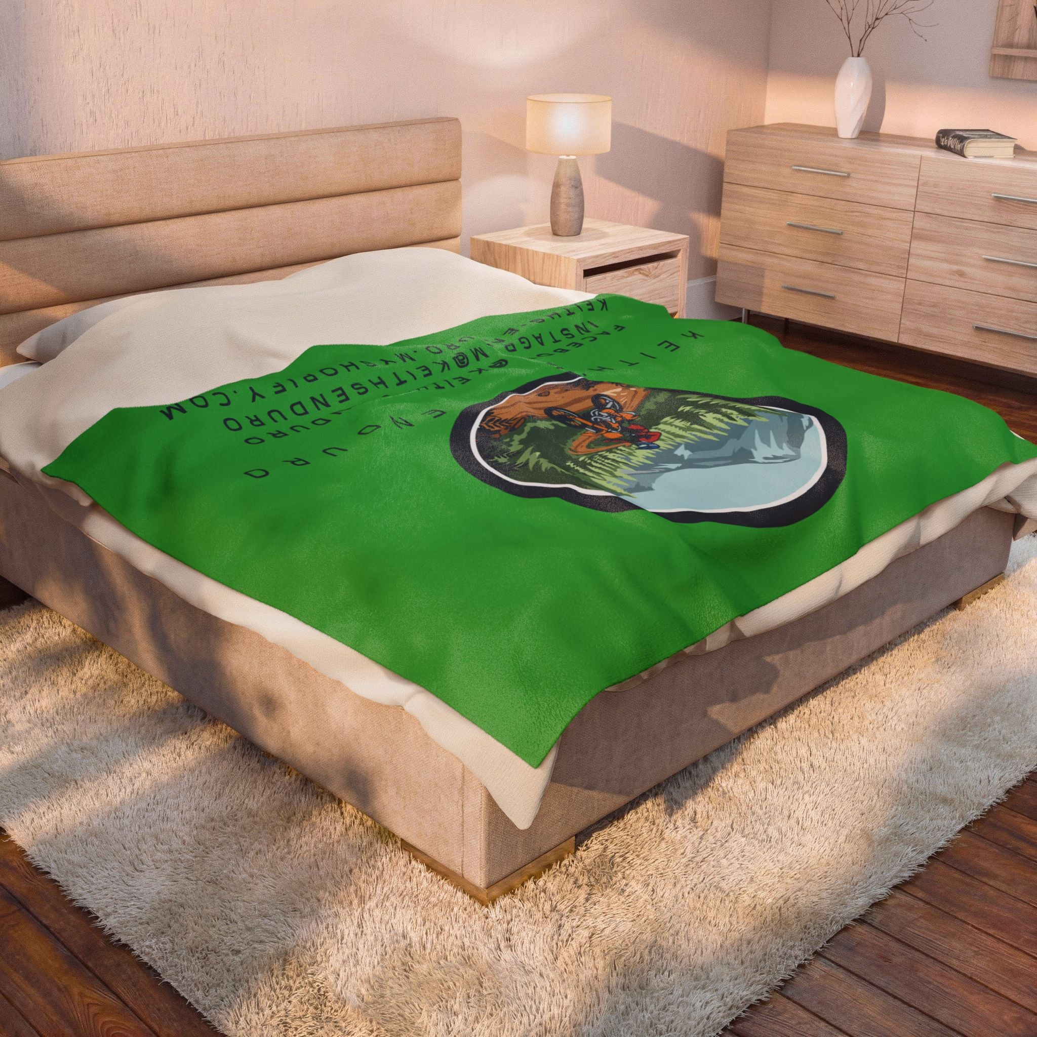 Enduro Motorcycle Velveteen Plush Blanket — Keith's Enduro design
