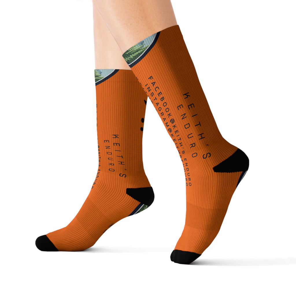 Orange 'Ride It!!' Sublimation Socks — Keith's Enduro Graphic Crew Socks