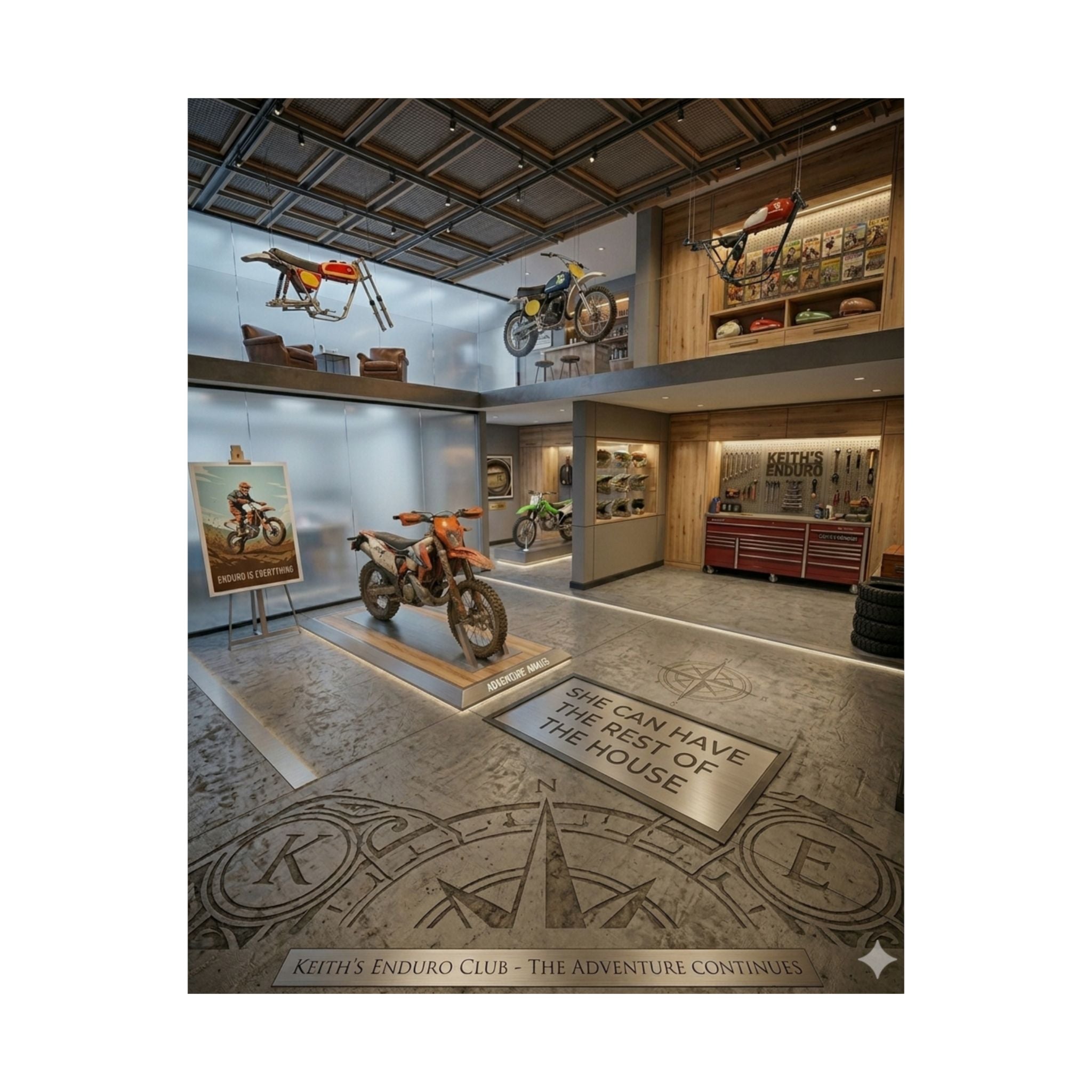 Keith's Enduro Garage Poster — Matte Vertical Dirt bike Wall Art
