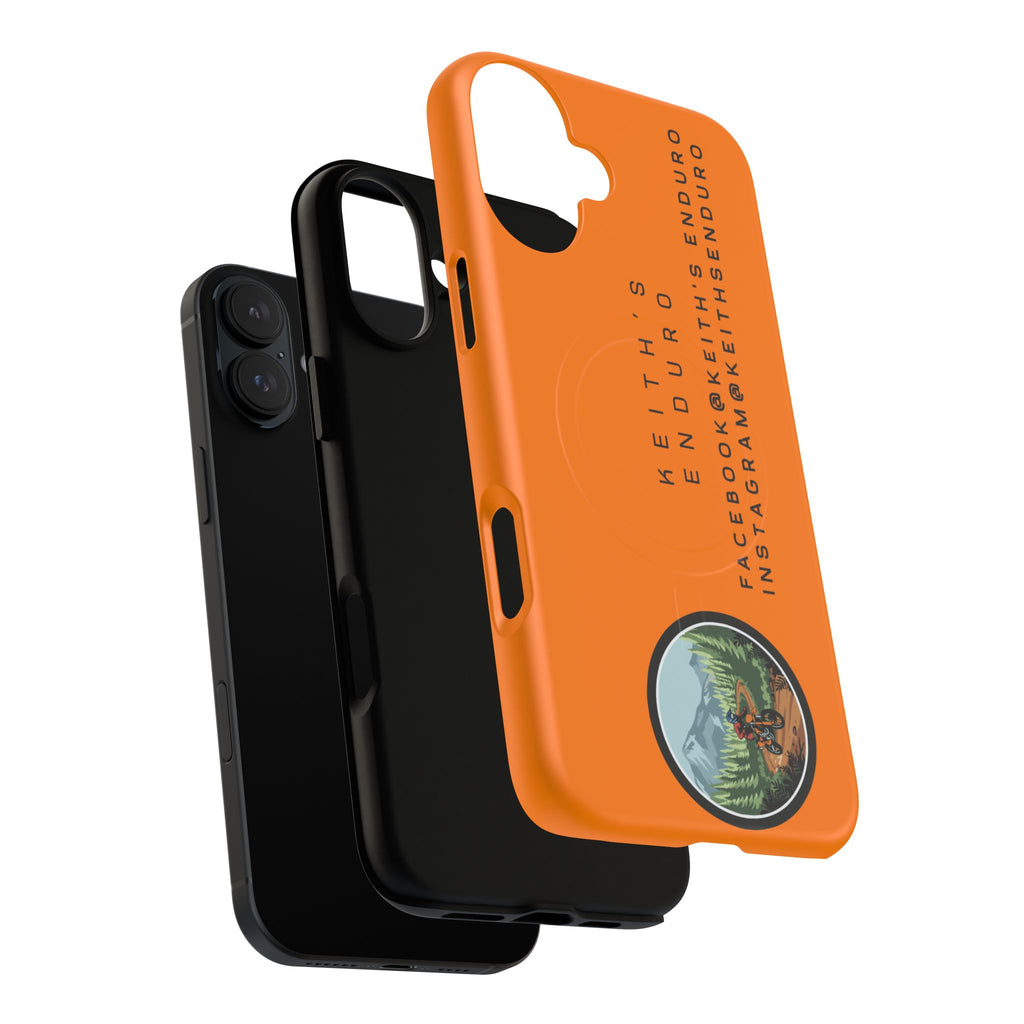 Tough Magnetic Phone Case — Orange Adventure Design with ‘Keith’s Enduro’ Logo
