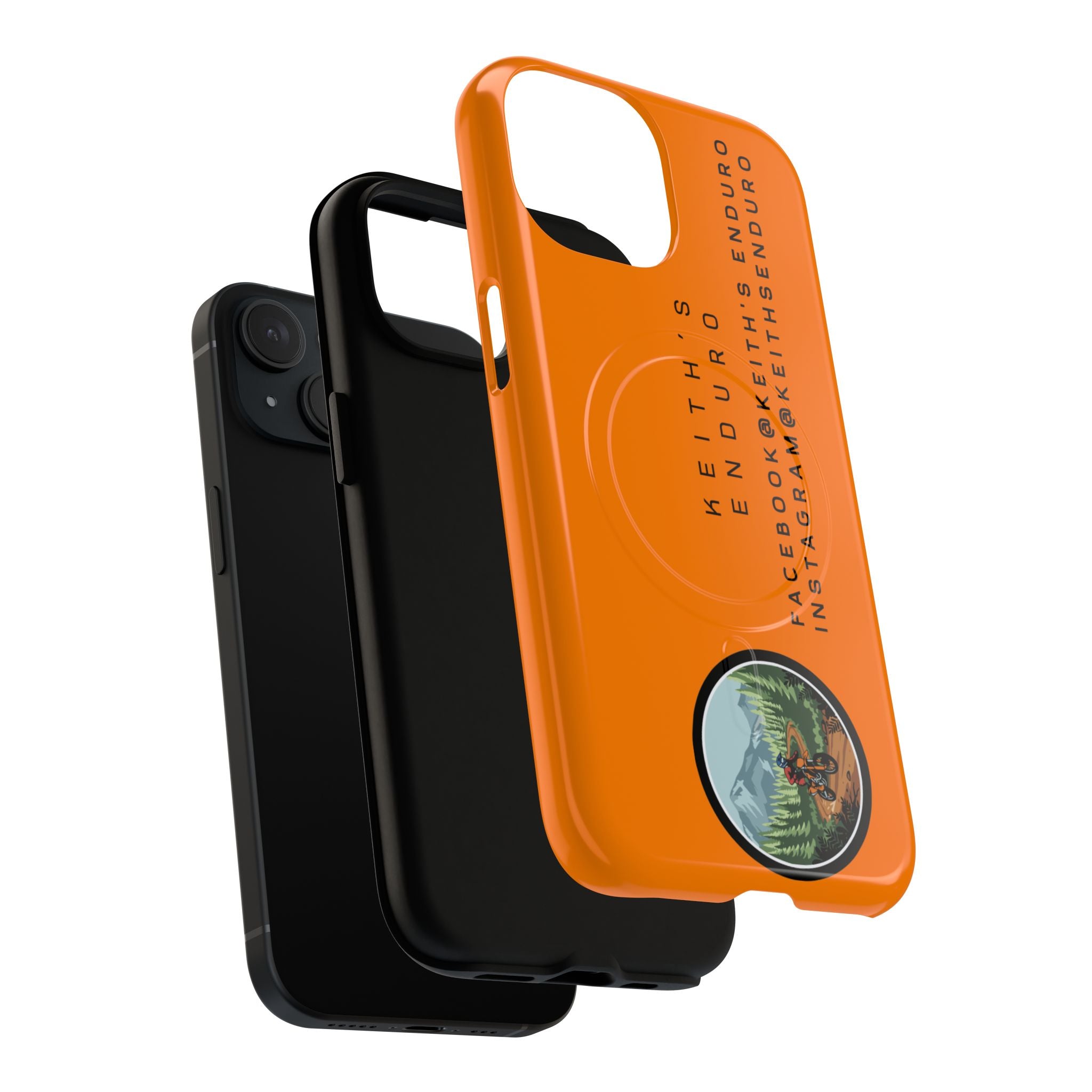 Tough Magnetic Phone Case — Orange Adventure Design with ‘Keith’s Enduro’ Logo