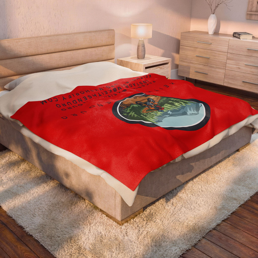 Enduro Motorcycle Velveteen Plush Blanket — Keith's Enduro Logo Throw