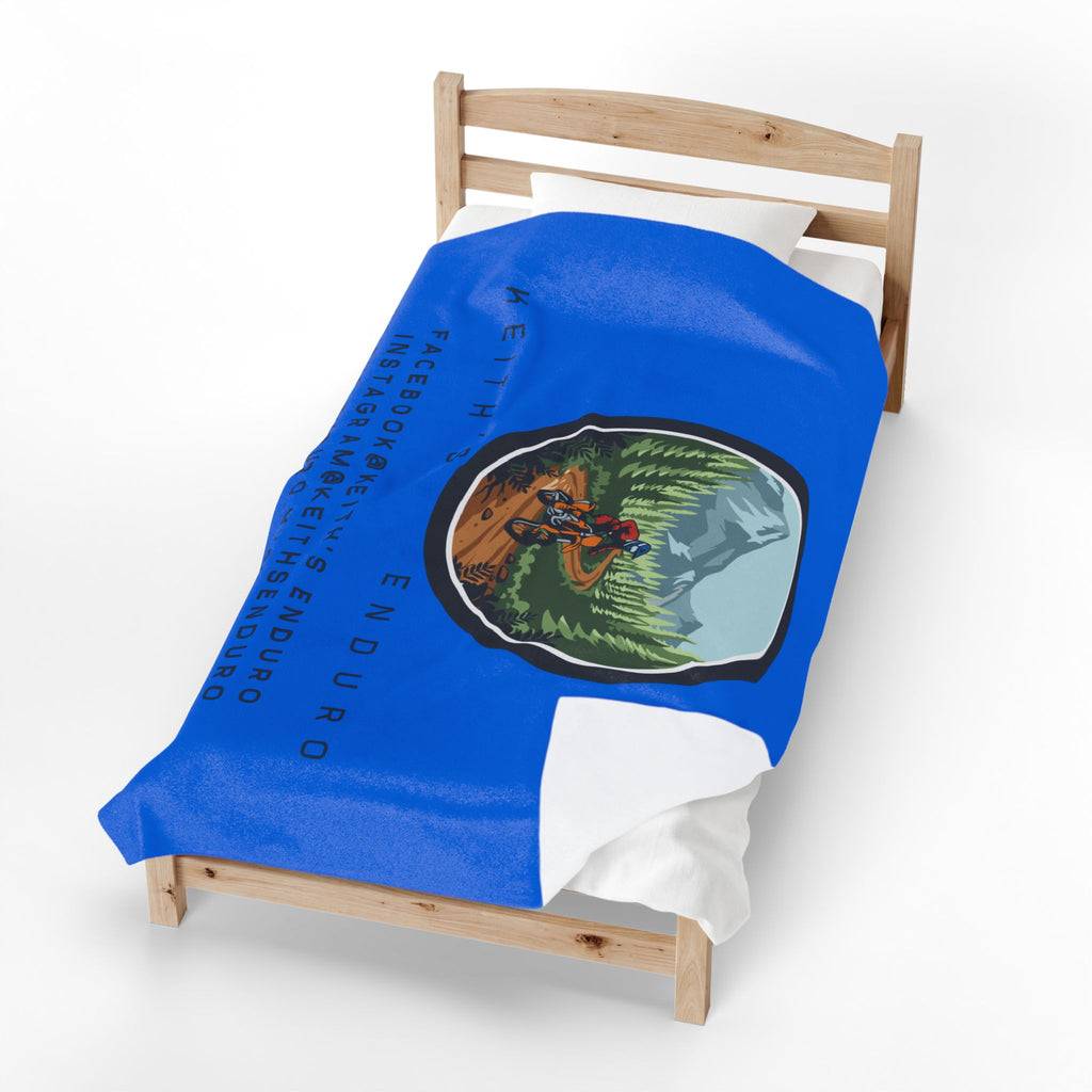 Velveteen Plush Blanket — Keith's Enduro Dirt Biking Throw (Dirt bike logo, social links)