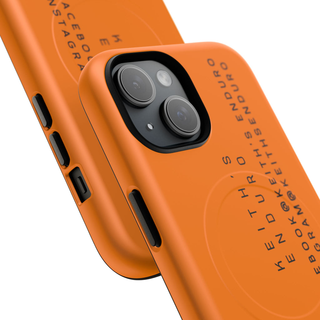 Tough Magnetic Phone Case — Orange Adventure Design with ‘Keith’s Enduro’ Logo