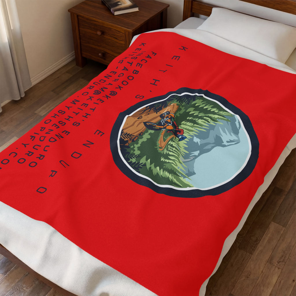 Enduro Motorcycle Velveteen Plush Blanket — Keith's Enduro Logo Throw