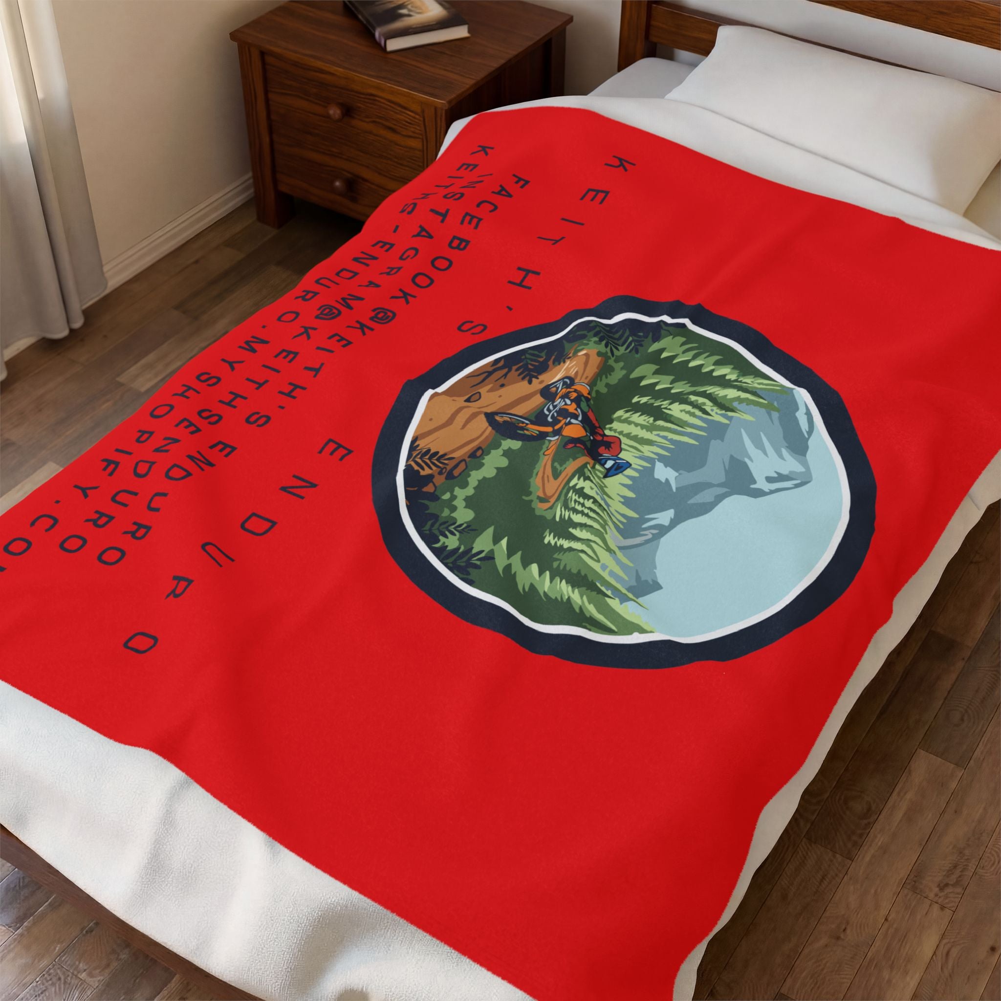 Enduro Motorcycle Velveteen Plush Blanket — Keith's Enduro Logo Throw