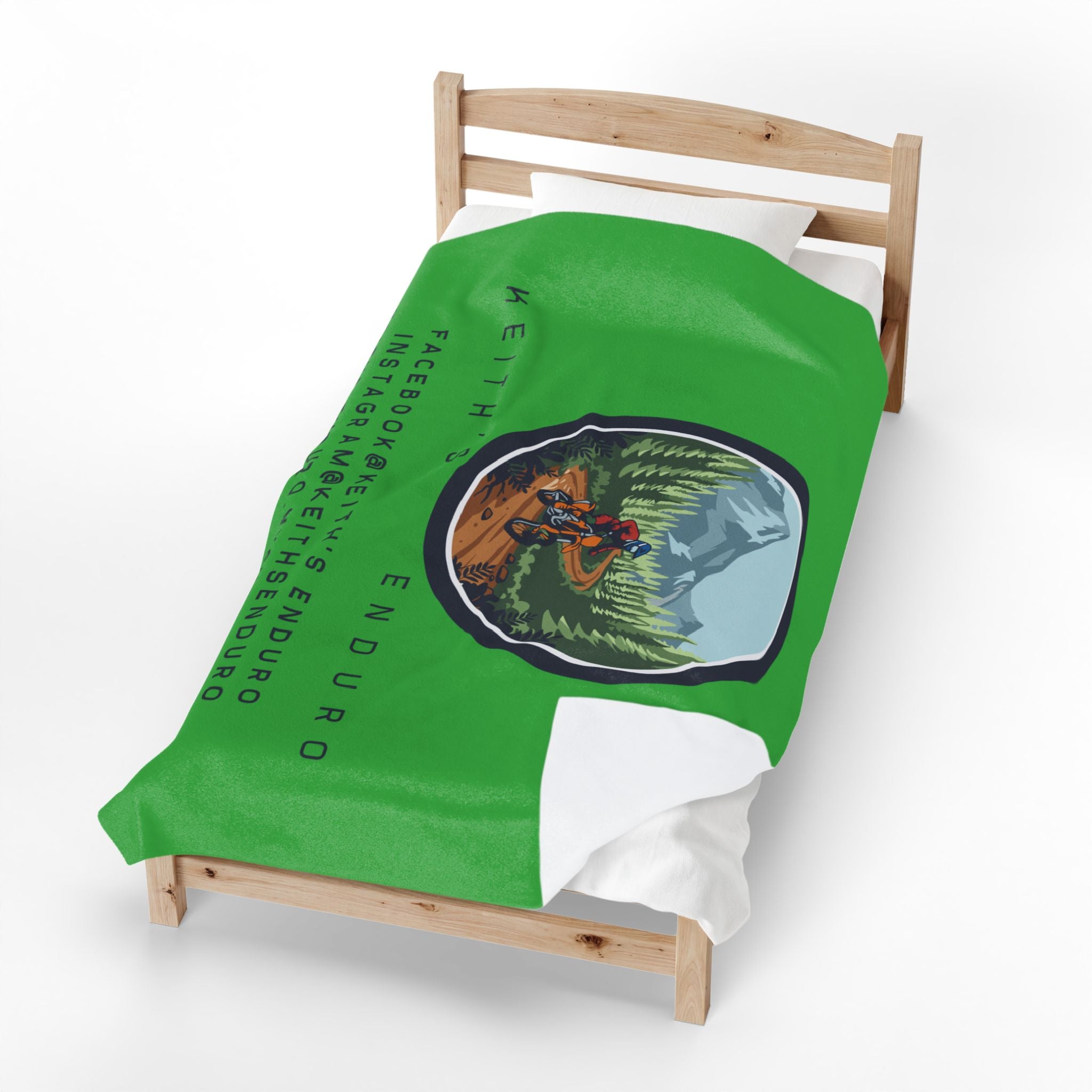 Enduro Motorcycle Velveteen Plush Blanket — Keith's Enduro design