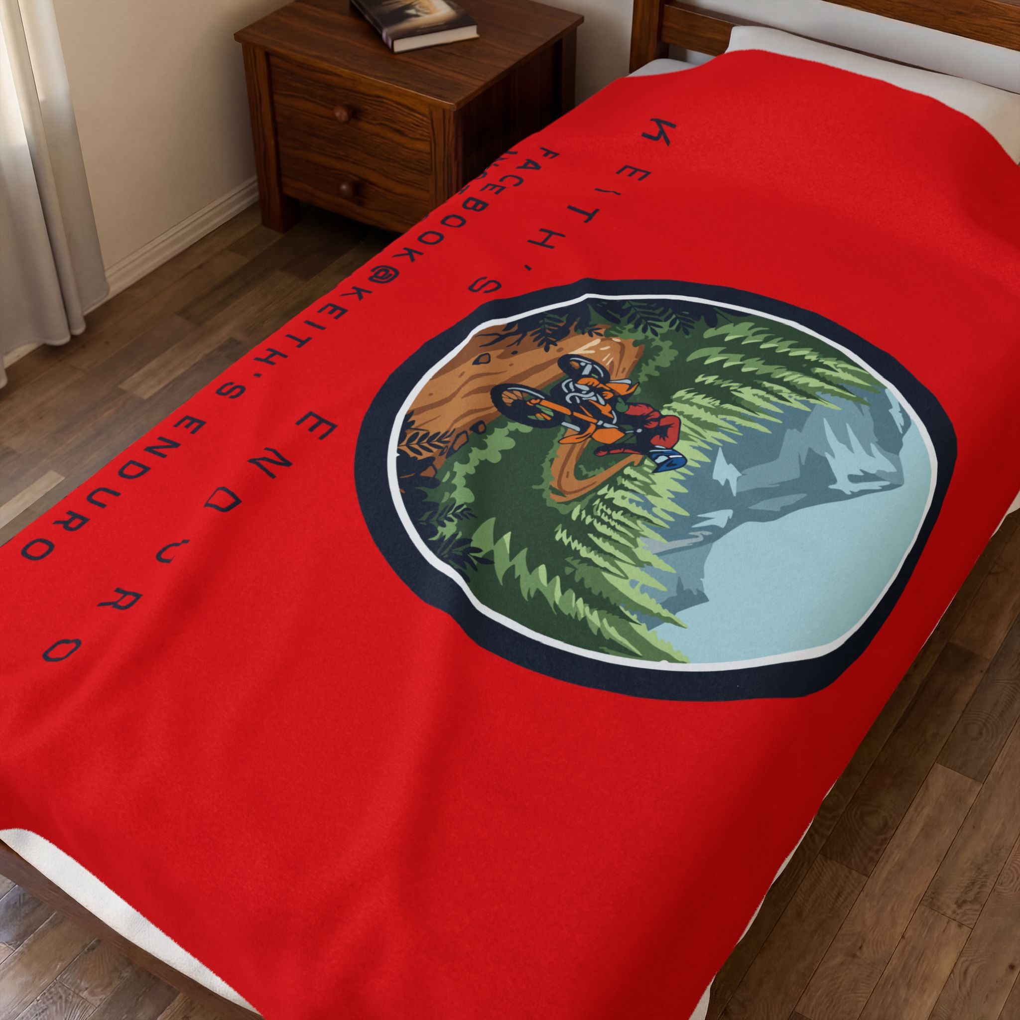 Enduro Motorcycle Velveteen Plush Blanket — Keith's Enduro Logo Throw