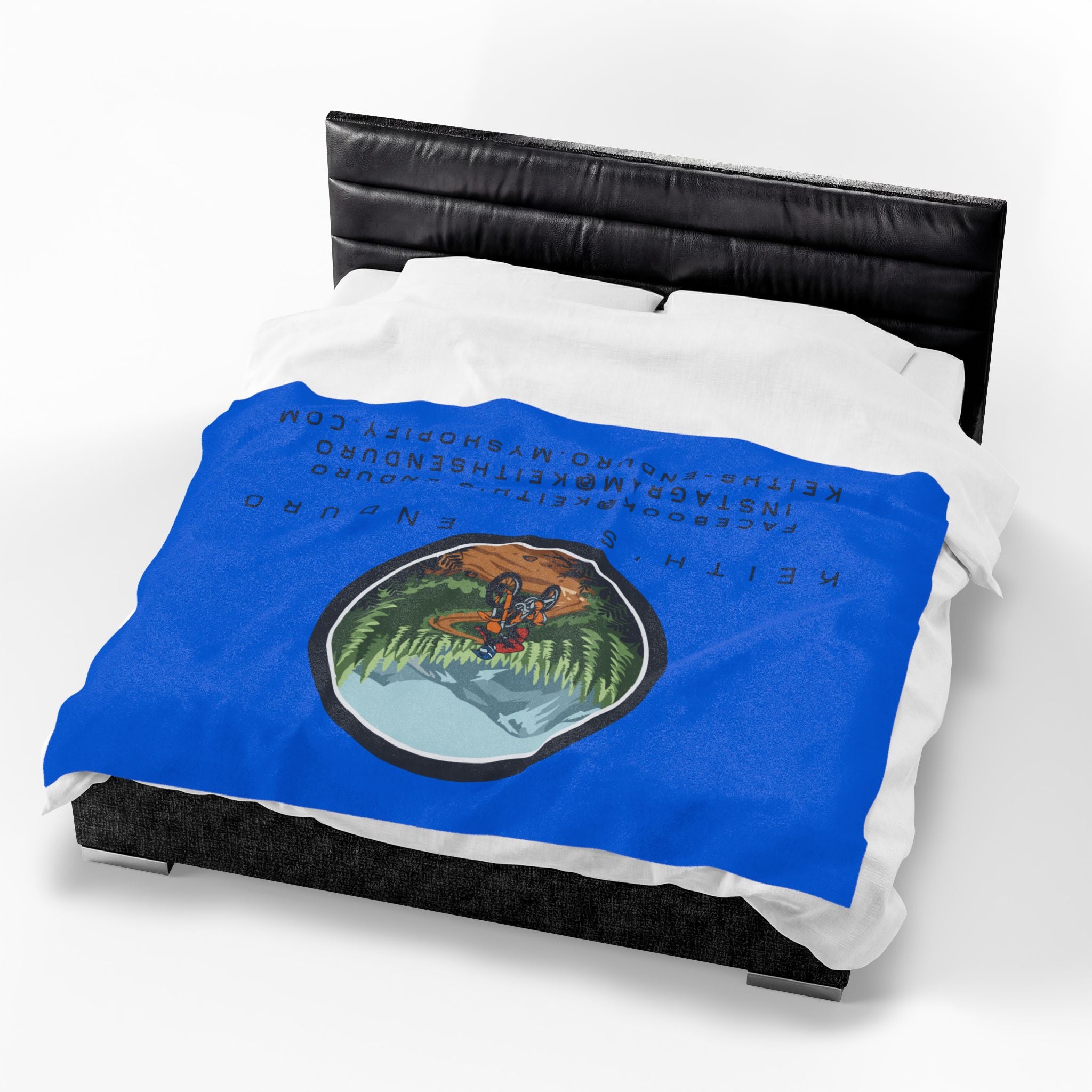 Velveteen Plush Blanket — Keith's Enduro Dirt Biking Throw (Dirt bike logo, social links)